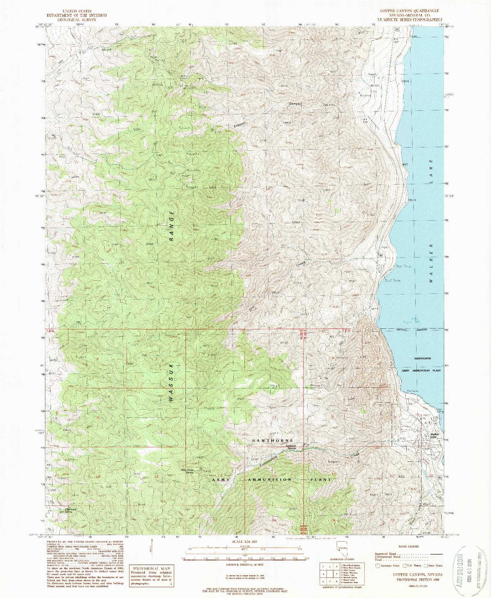 USGS 1:24000-SCALE QUADRANGLE FOR COPPER CANYON, NV 1988