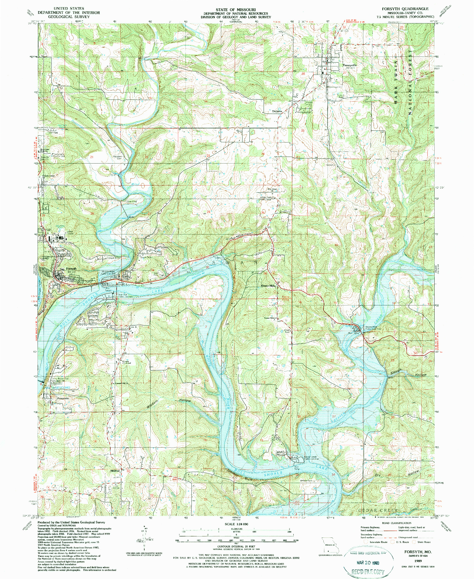 USGS 1:24000-SCALE QUADRANGLE FOR FORSYTH, MO 1989