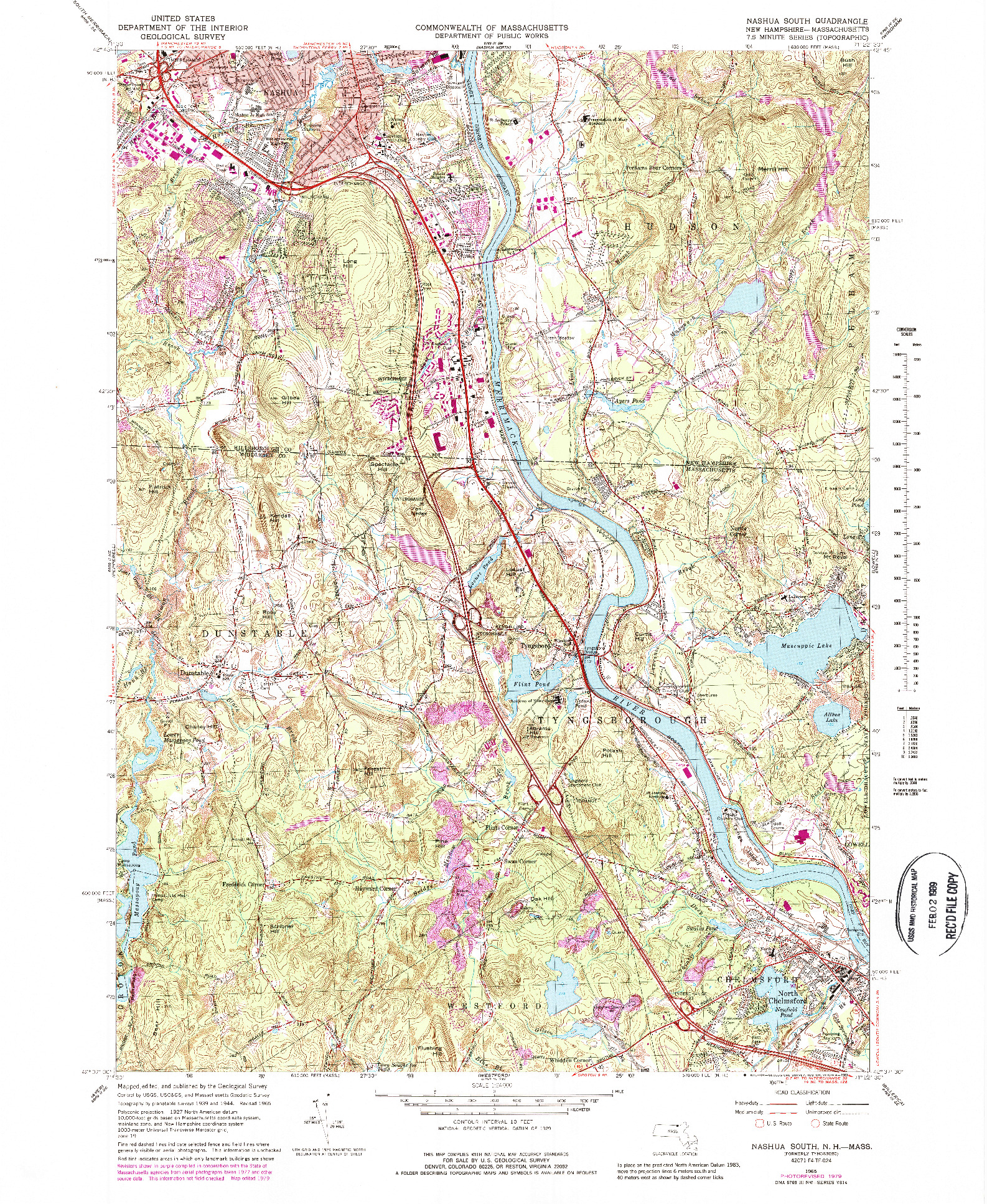 USGS 1:24000-SCALE QUADRANGLE FOR NASHUA SOUTH, NH 1965