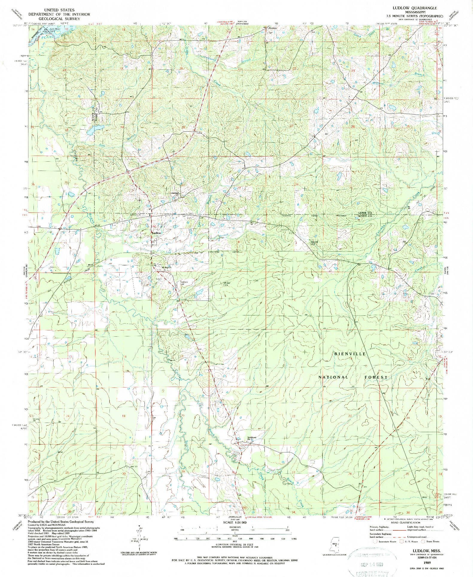 USGS 1:24000-SCALE QUADRANGLE FOR LUDLOW, MS 1989