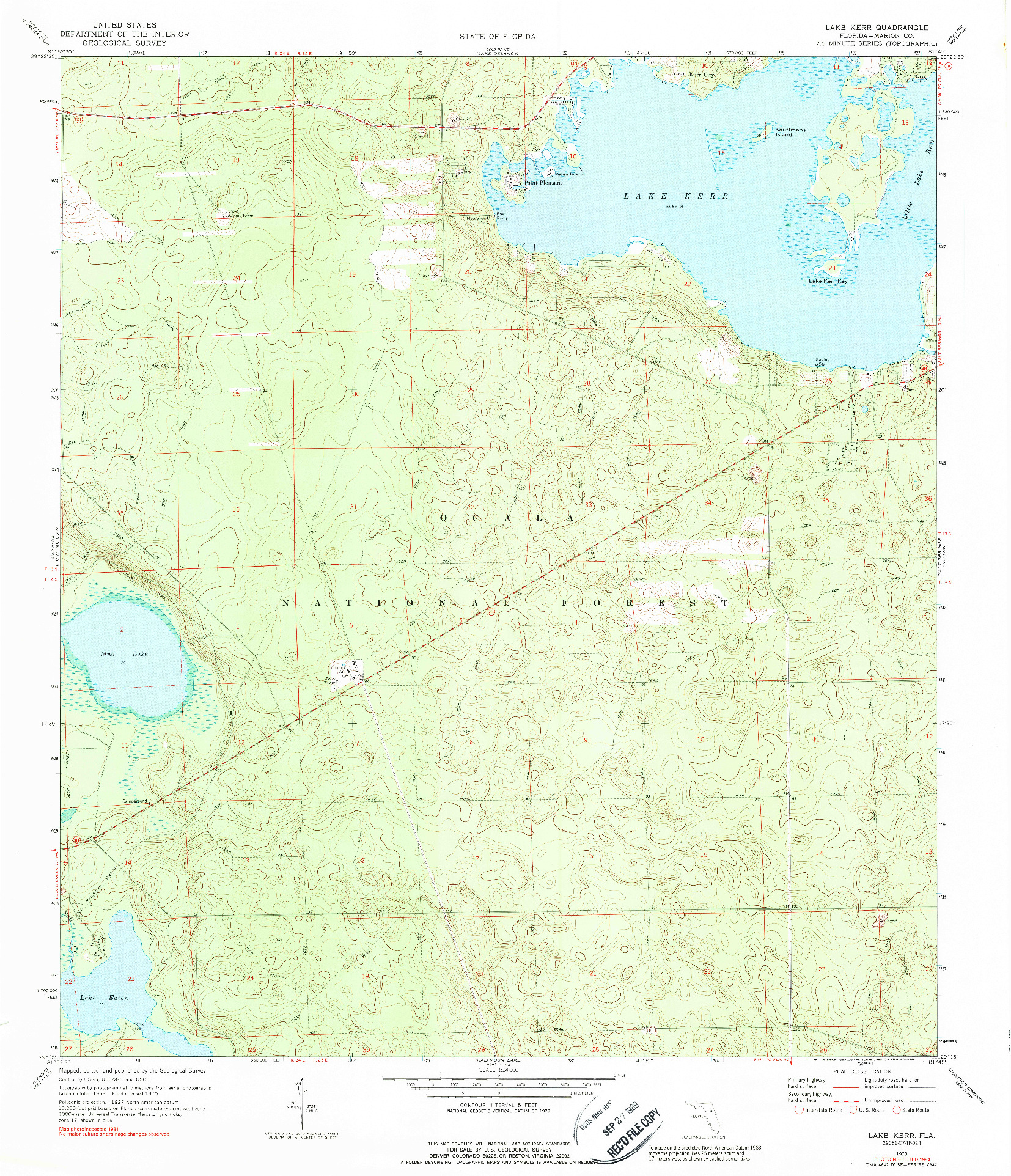 USGS 1:24000-SCALE QUADRANGLE FOR LAKE KERR, FL 1970