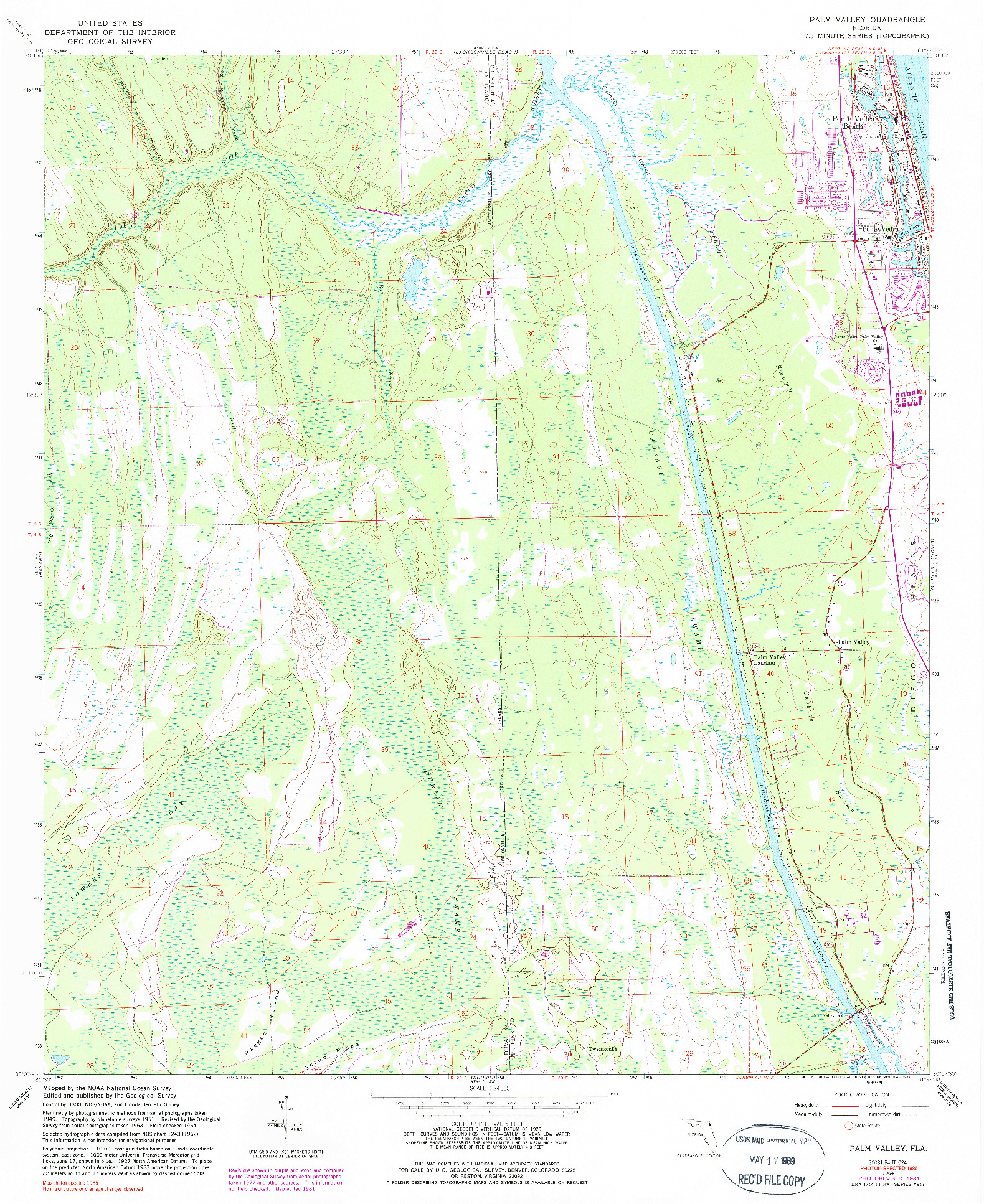 USGS 1:24000-SCALE QUADRANGLE FOR PALM VALLEY, FL 1964