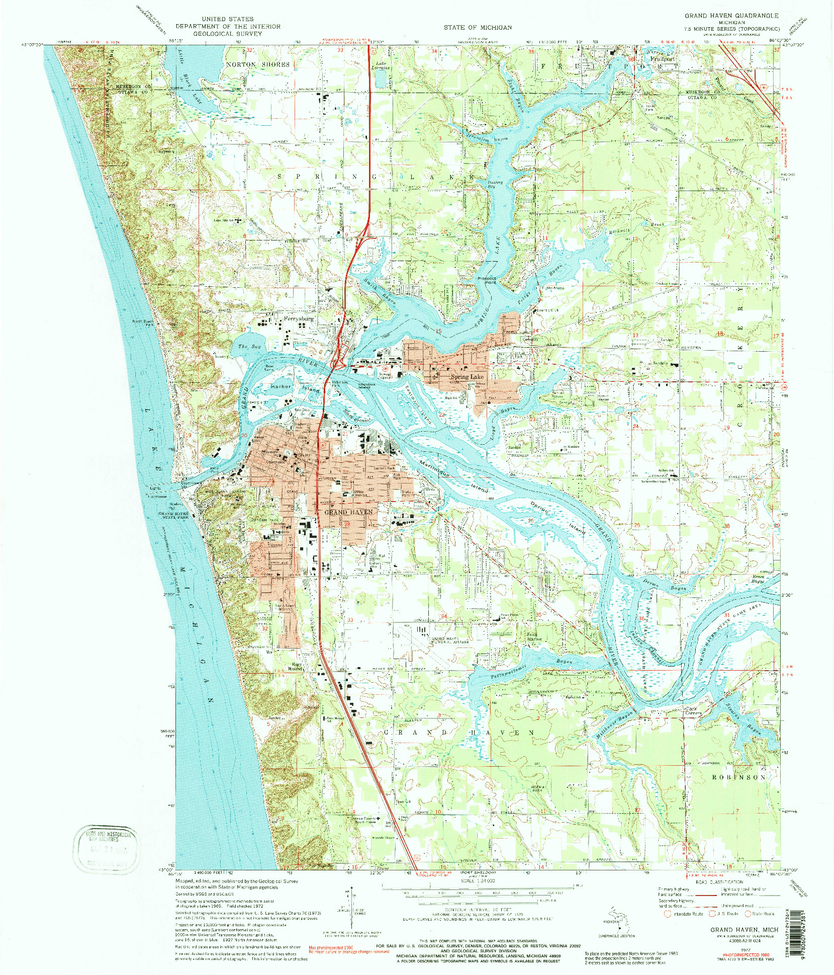 USGS 1:24000-SCALE QUADRANGLE FOR GRAND HAVEN, MI 1972