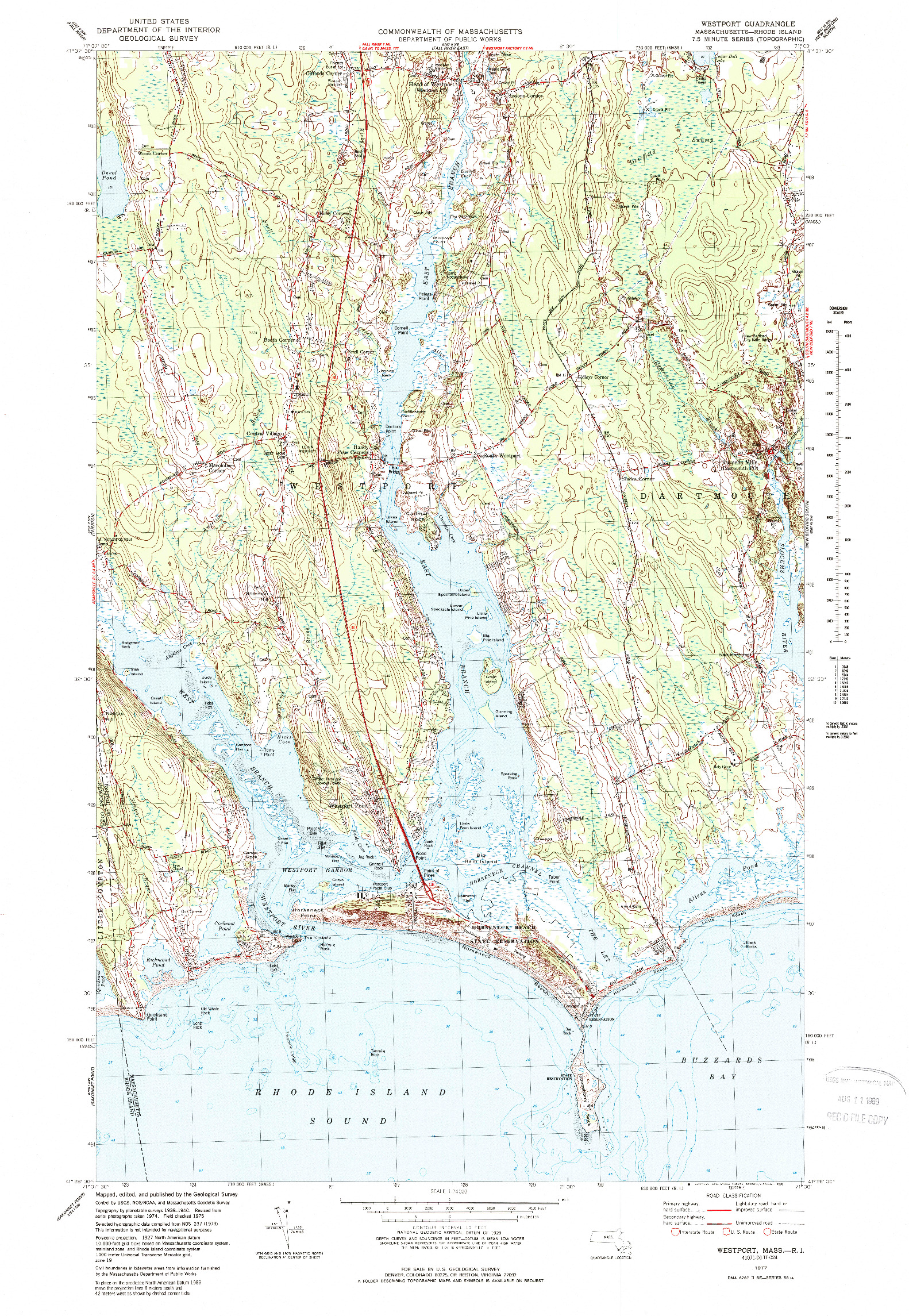 USGS 1:24000-SCALE QUADRANGLE FOR WESTPORT, MA 1977