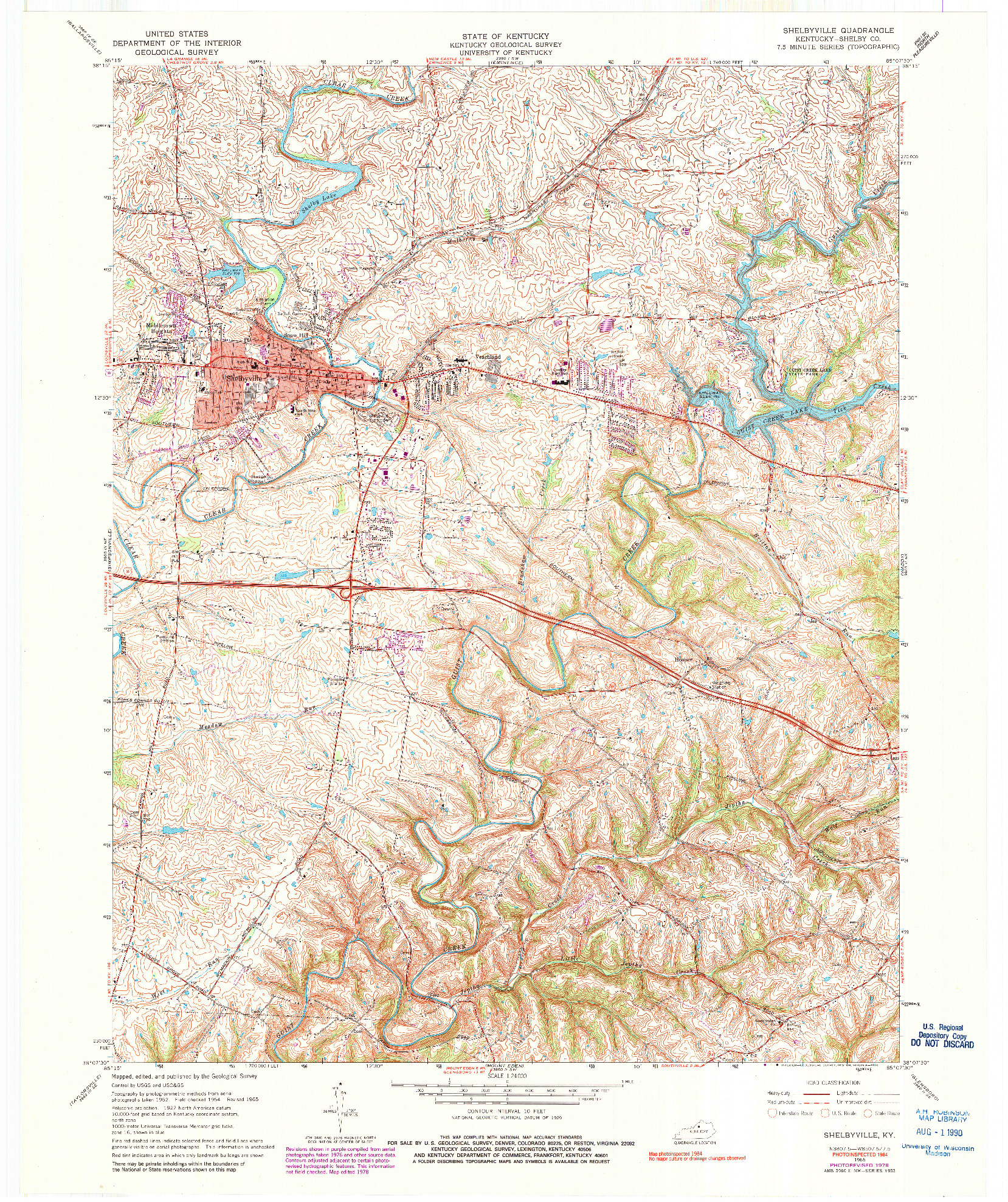 USGS 1:24000-SCALE QUADRANGLE FOR SHELBYVILLE, KY 1965