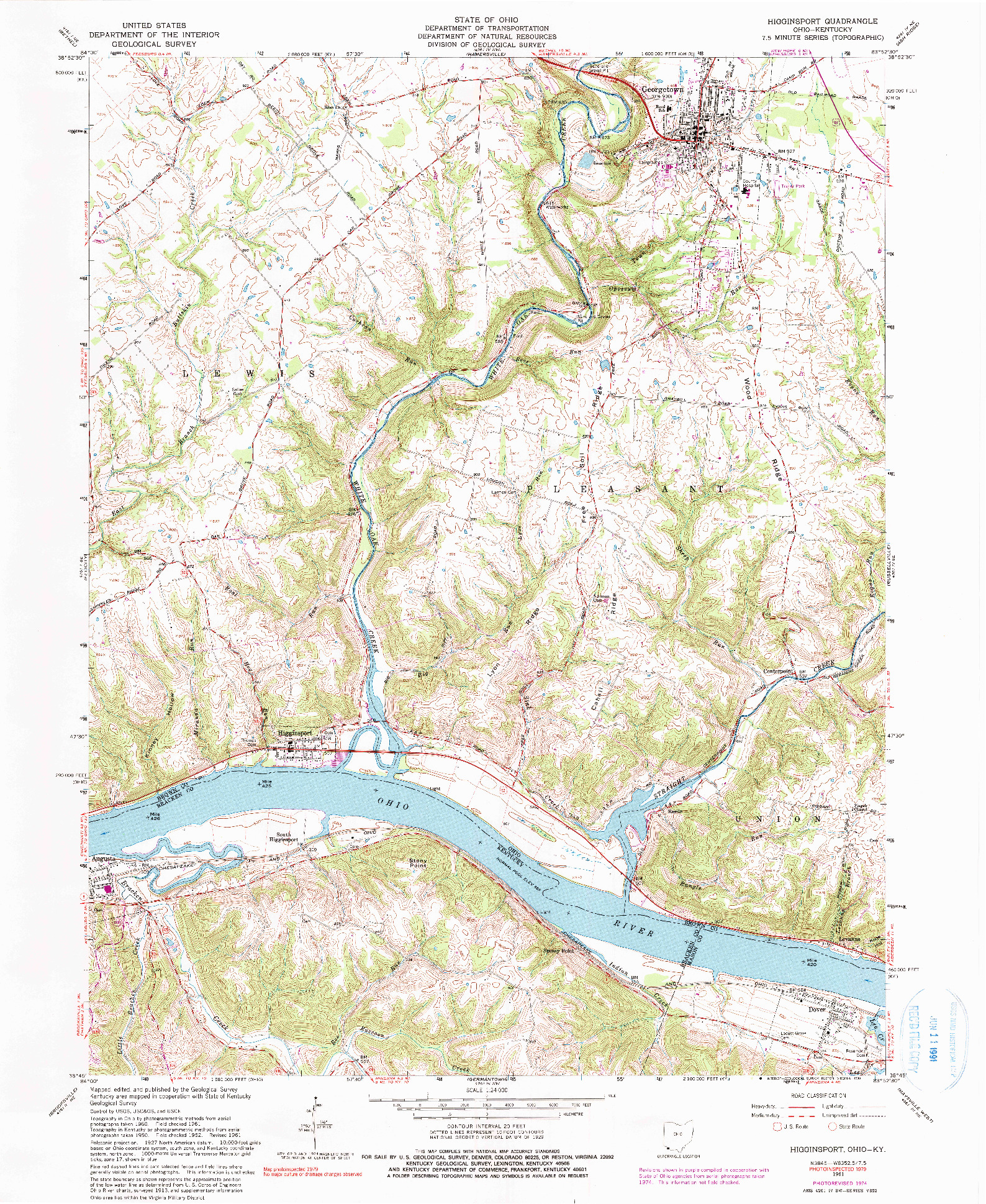 USGS 1:24000-SCALE QUADRANGLE FOR HIGGINSPORT, OH 1961