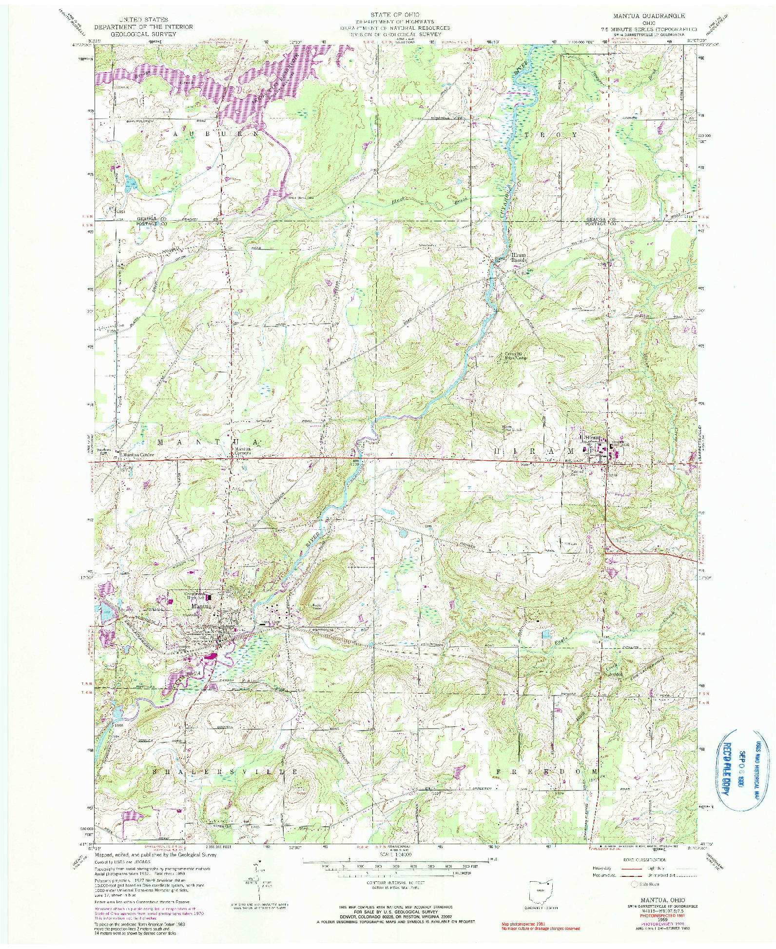 USGS 1:24000-SCALE QUADRANGLE FOR MANTUA, OH 1959