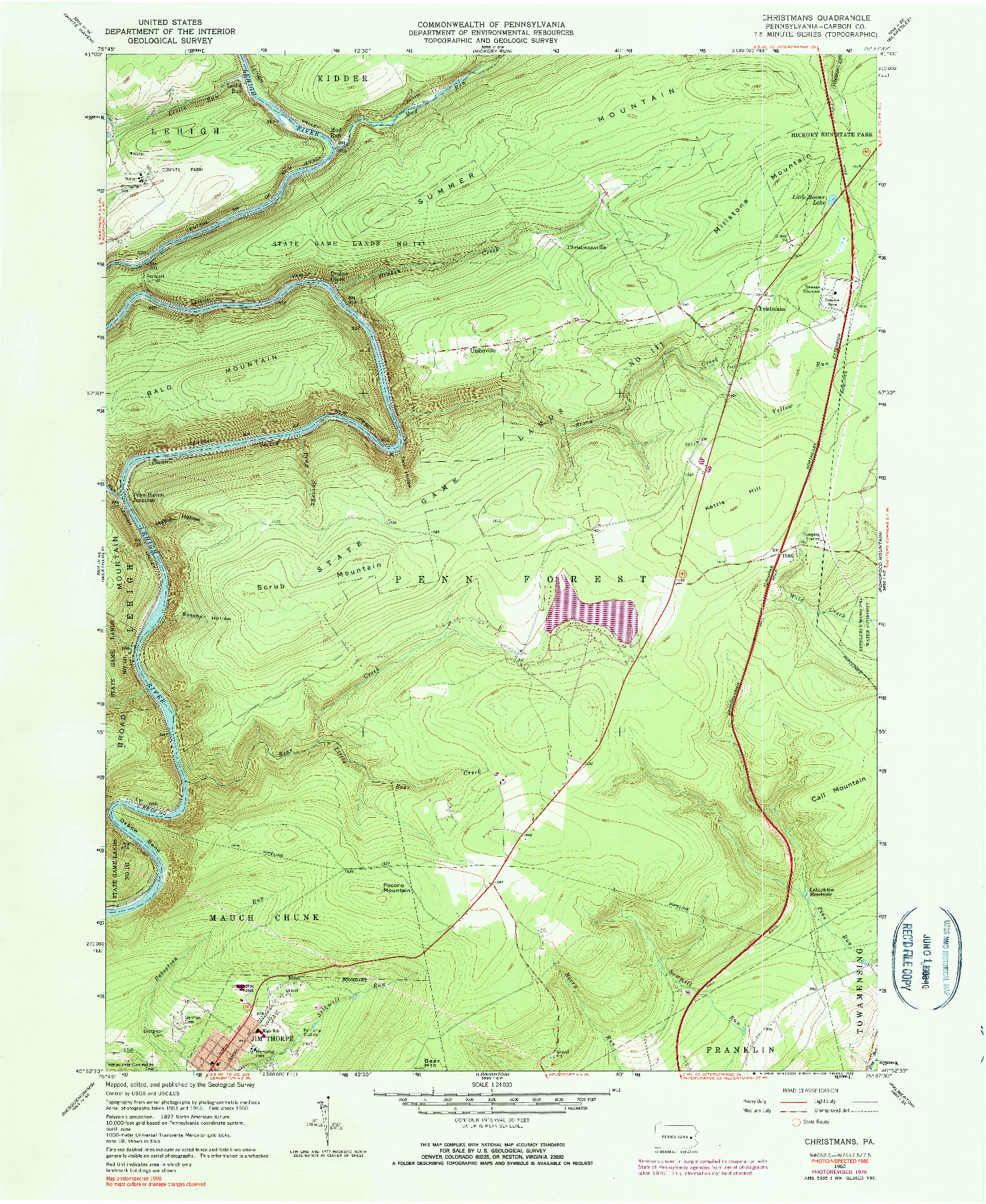 USGS 1:24000-SCALE QUADRANGLE FOR CHRISTMANS, PA 1960