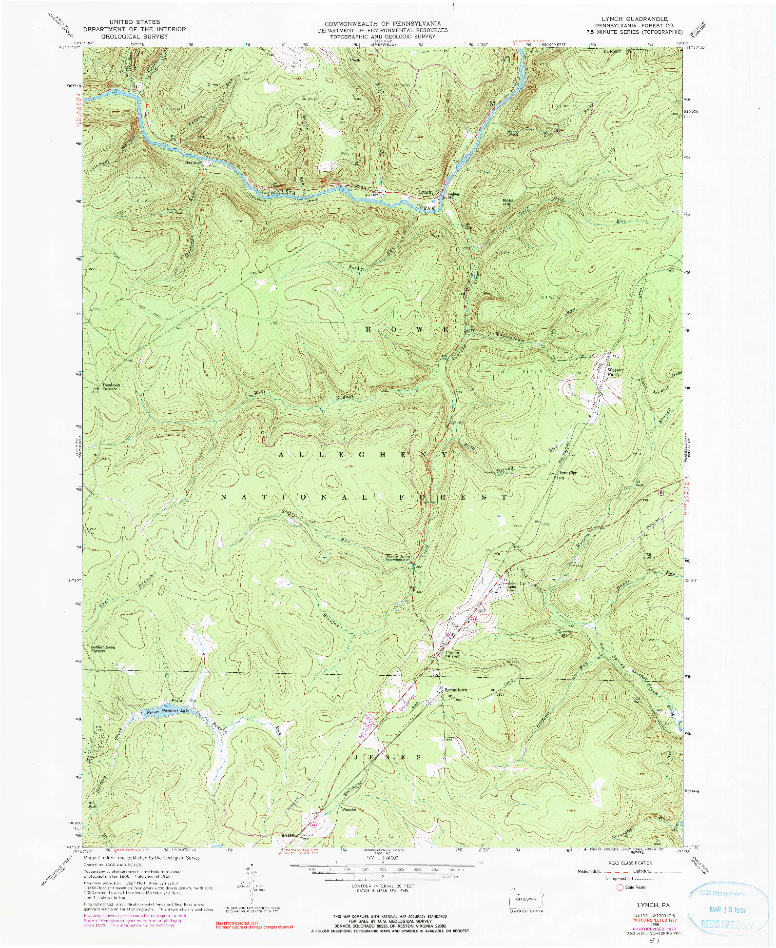 USGS 1:24000-SCALE QUADRANGLE FOR LYNCH, PA 1966