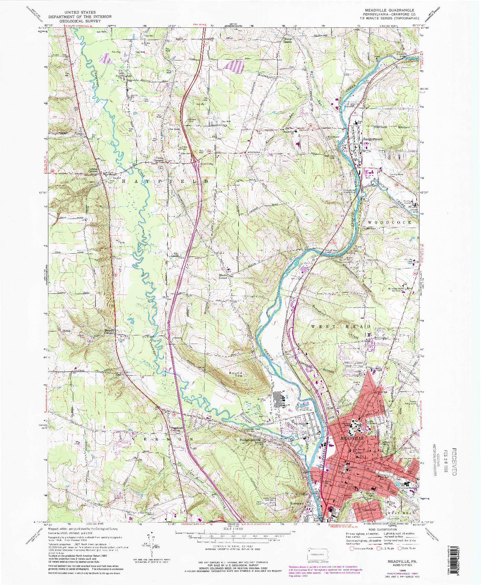 USGS 1:24000-SCALE QUADRANGLE FOR MEADVILLE, PA 1968