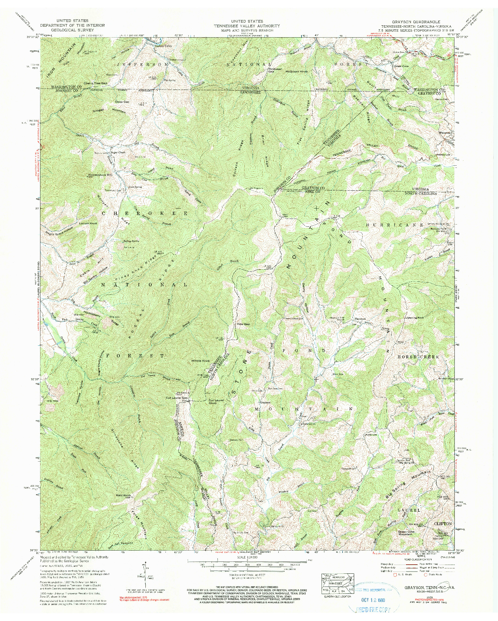 USGS 1:24000-SCALE QUADRANGLE FOR GRAYSON, TN 1959