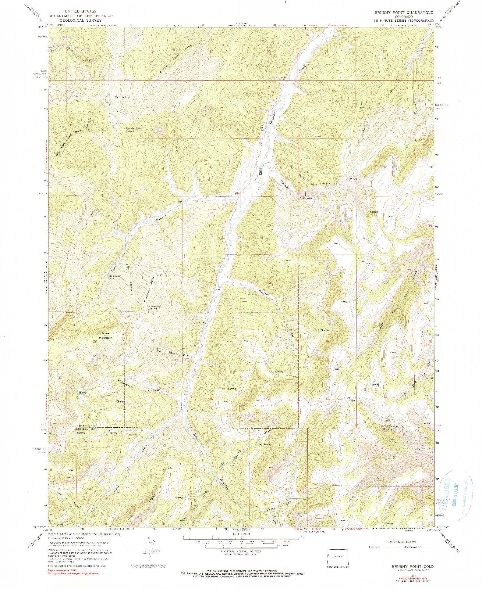 USGS 1:24000-SCALE QUADRANGLE FOR BRUSHY POINT, CO 1964