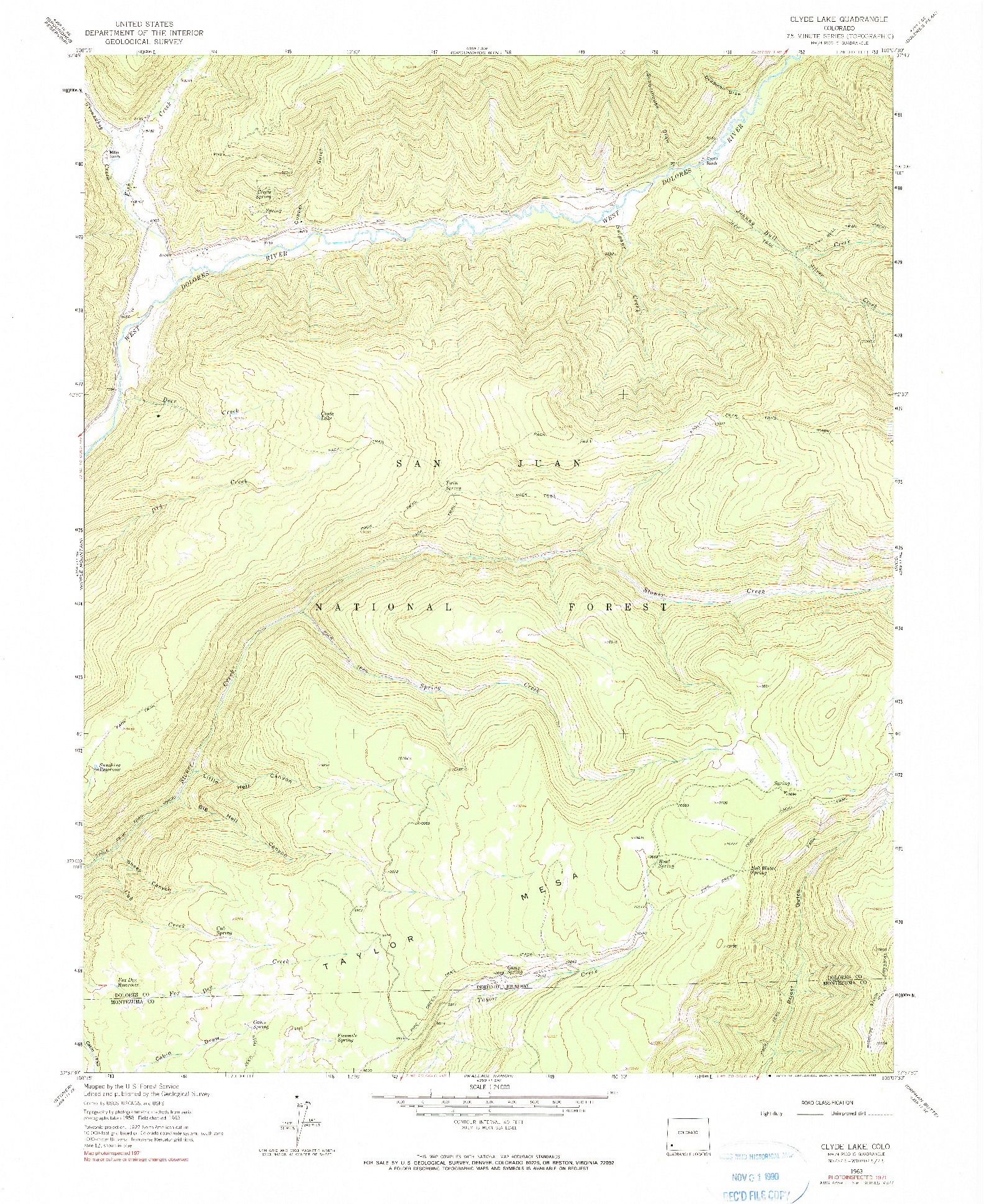 USGS 1:24000-SCALE QUADRANGLE FOR CLYDE LAKE, CO 1963
