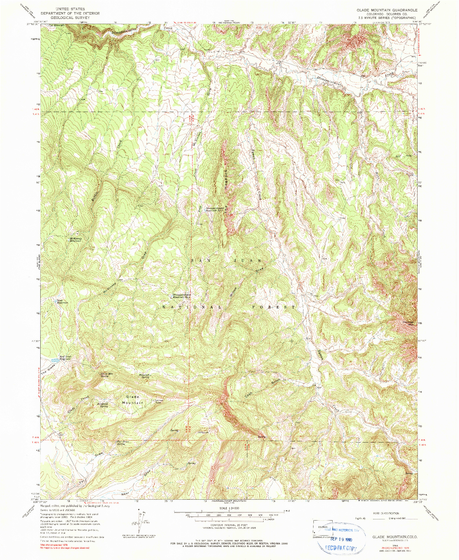 USGS 1:24000-SCALE QUADRANGLE FOR GLADE MOUNTAIN, CO 1964