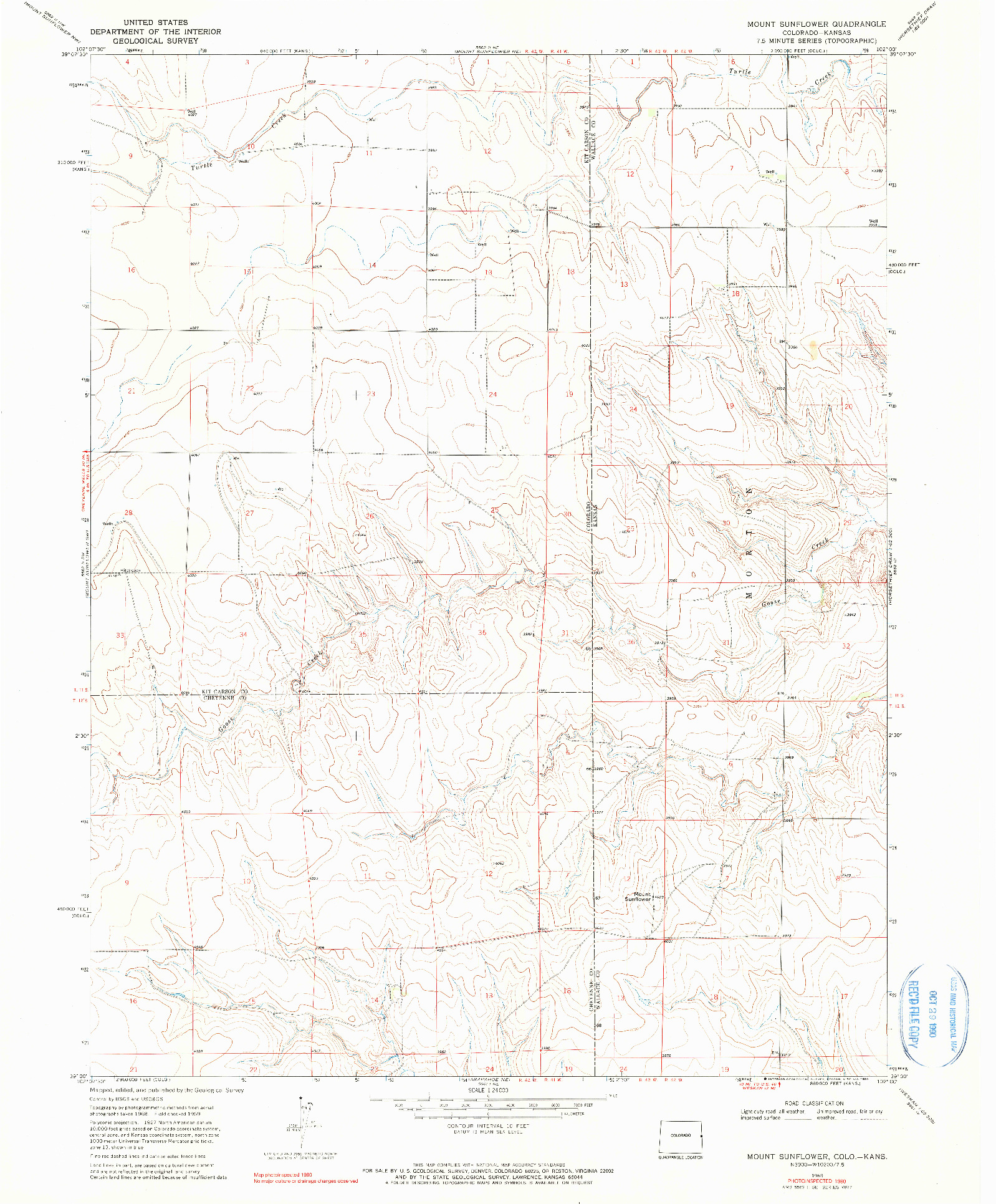 USGS 1:24000-SCALE QUADRANGLE FOR MOUNT SUNFLOWER, CO 1969