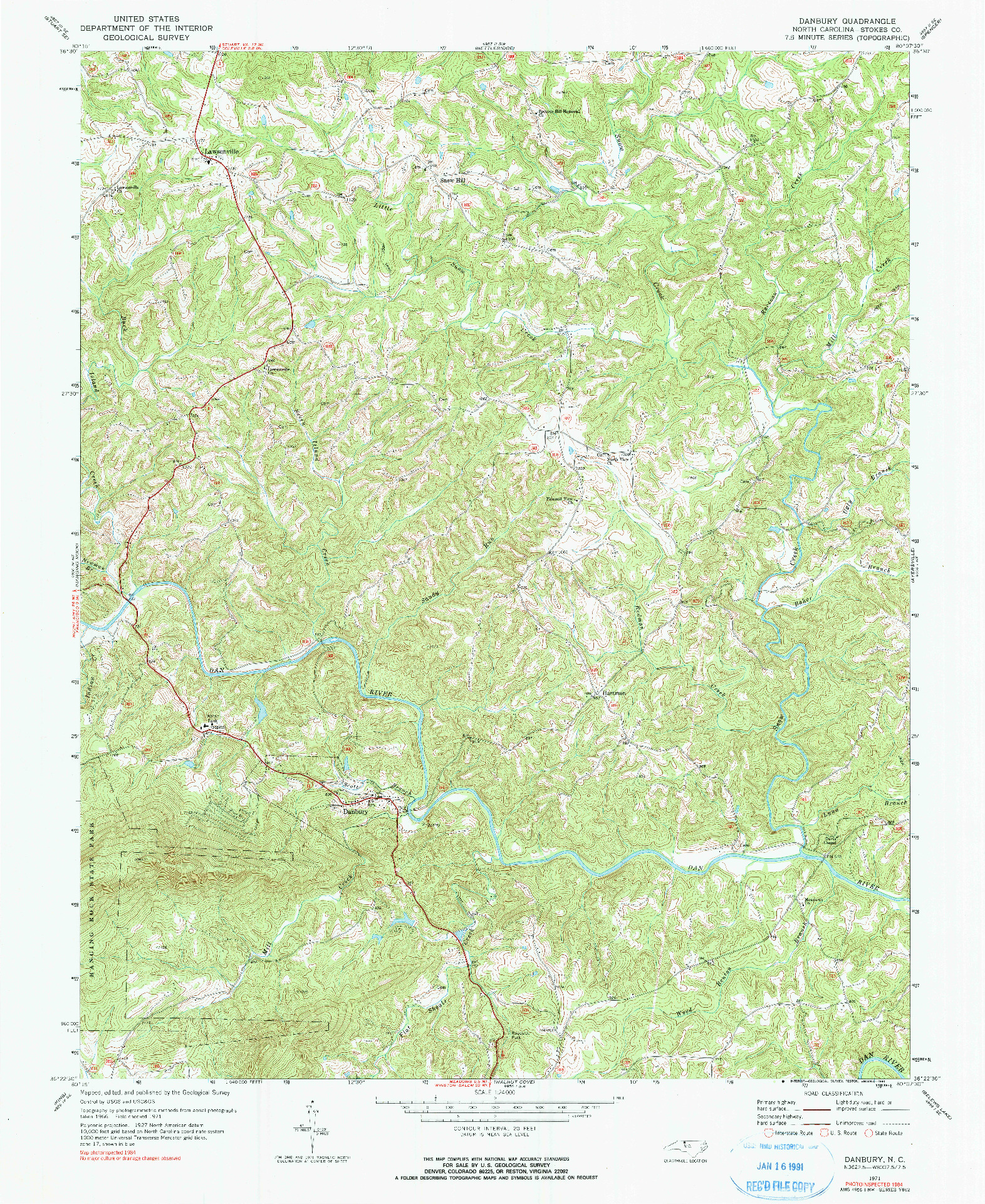 USGS 1:24000-SCALE QUADRANGLE FOR DANBURY, NC 1971