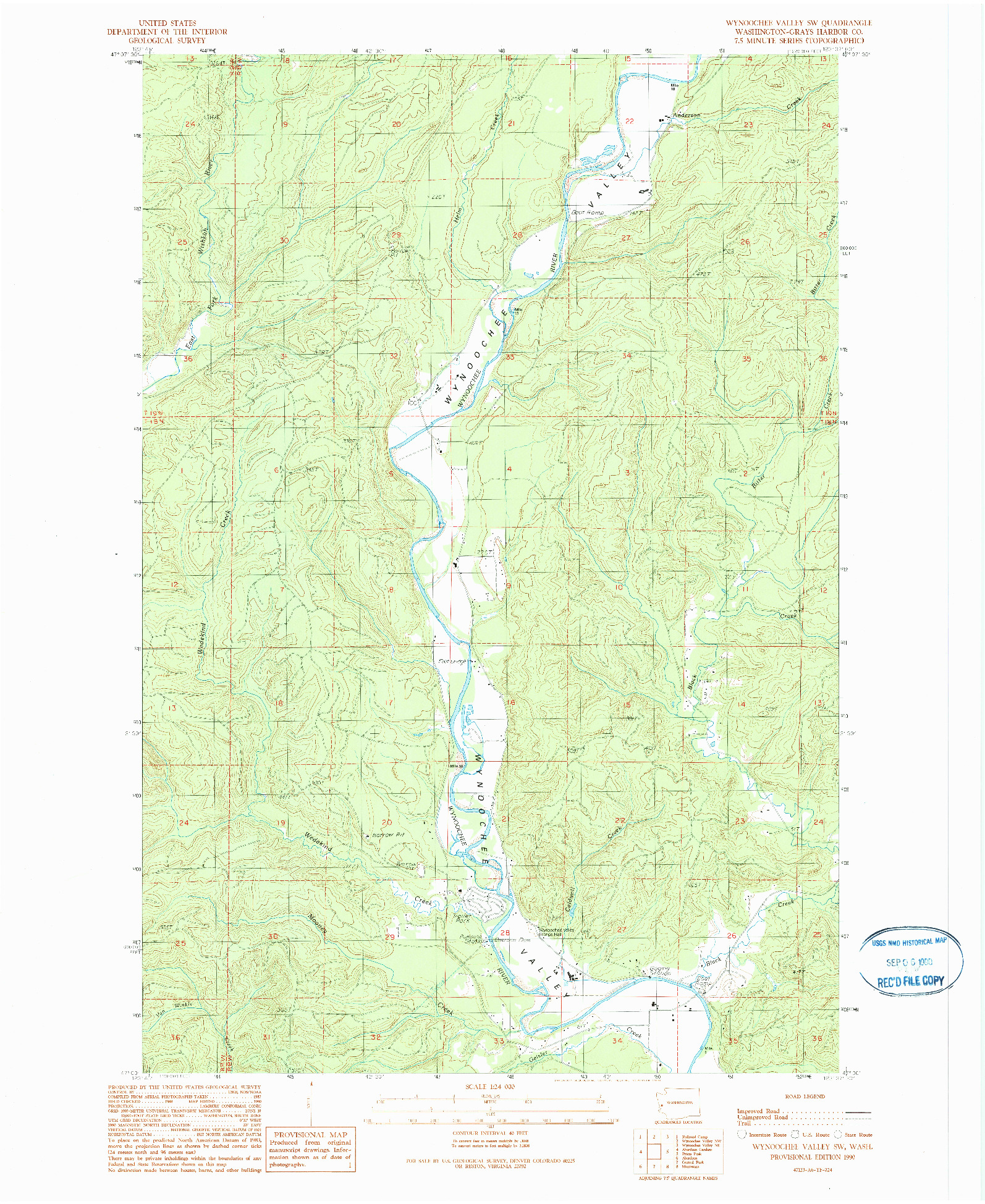 USGS 1:24000-SCALE QUADRANGLE FOR WYNOOCHEE VALLEY SW, WA 1990