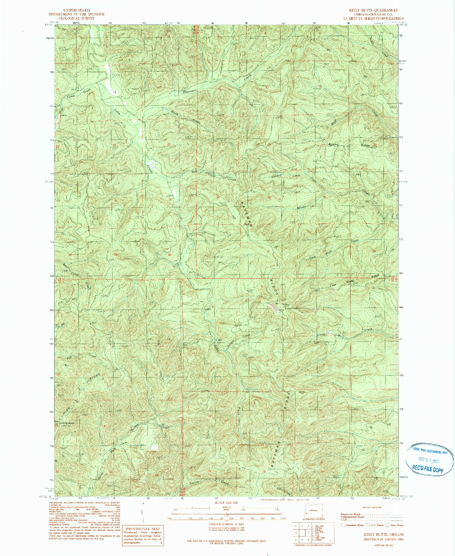 USGS 1:24000-SCALE QUADRANGLE FOR KELLY BUTTE, OR 1990