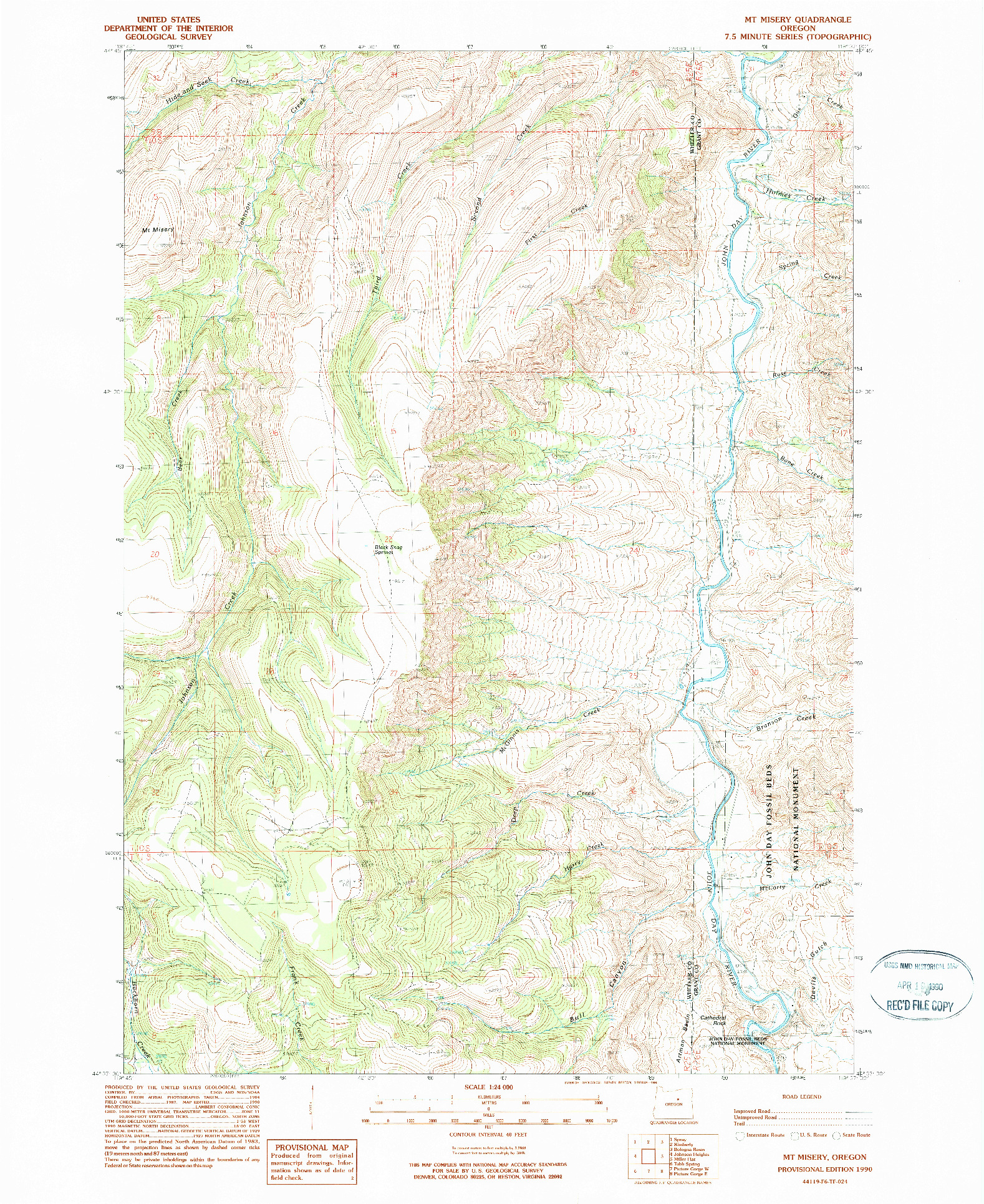 USGS 1:24000-SCALE QUADRANGLE FOR MT. MISERY, OR 1990