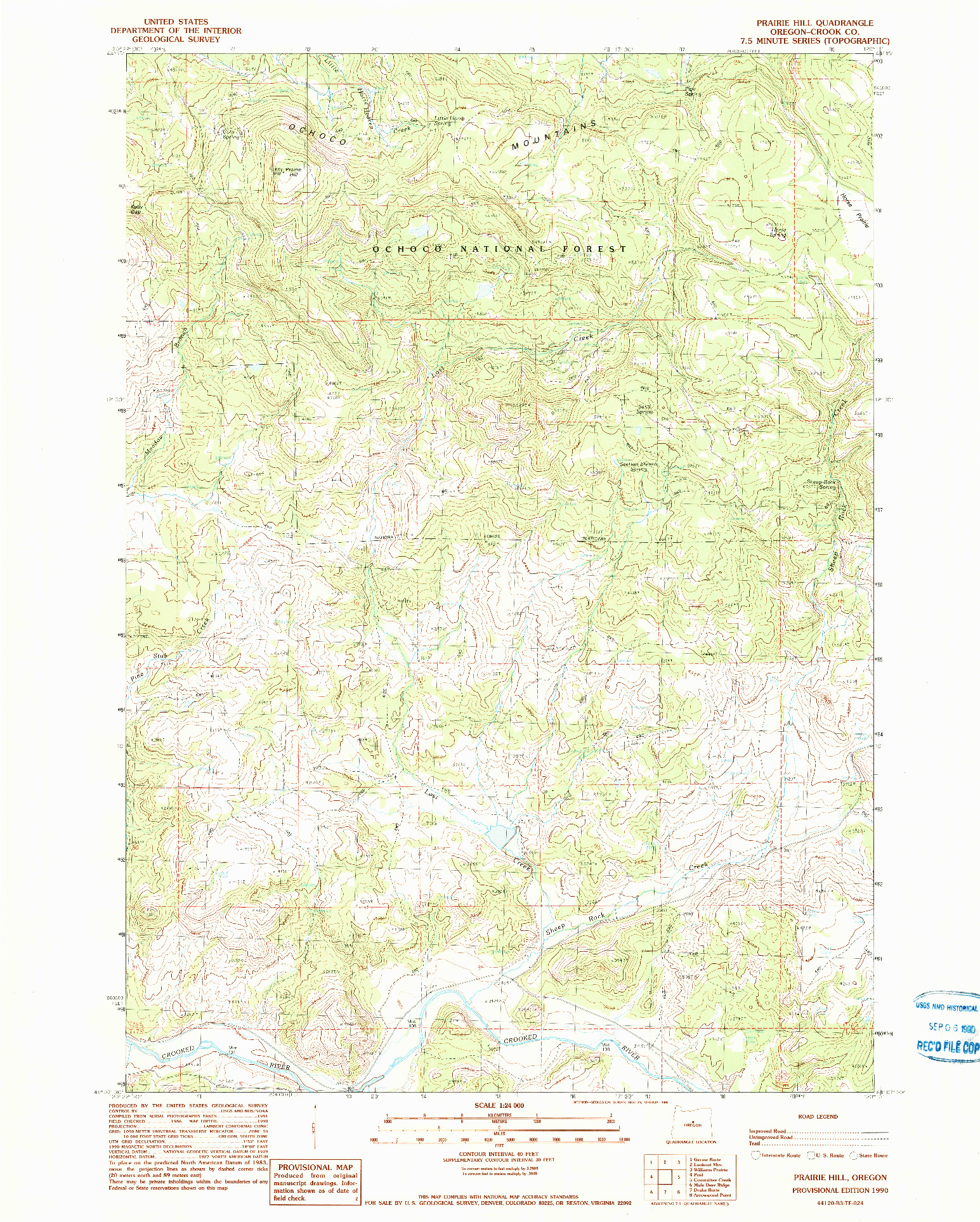 USGS 1:24000-SCALE QUADRANGLE FOR PRAIRIE HILL, OR 1990