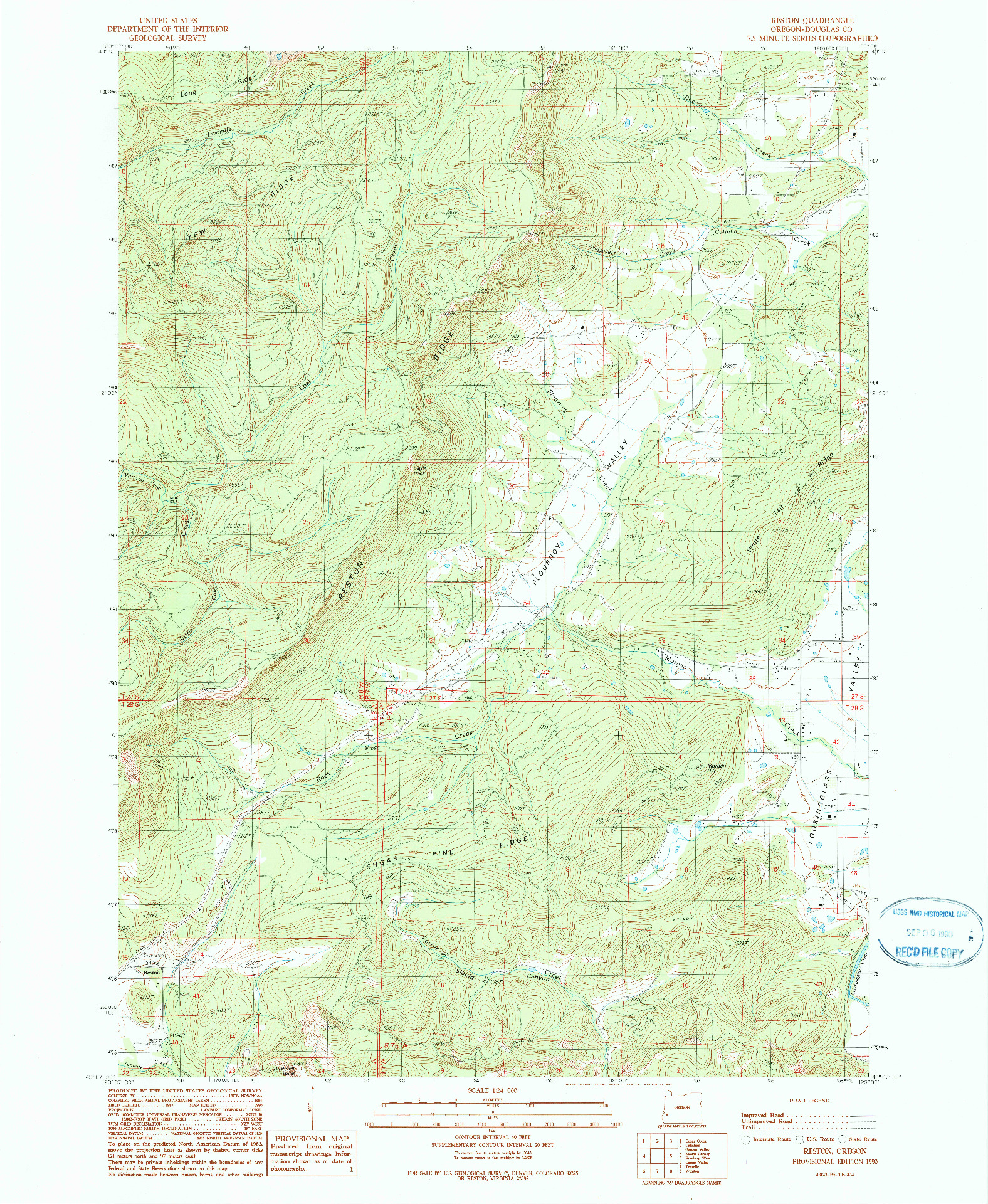 USGS 1:24000-SCALE QUADRANGLE FOR RESTON, OR 1990