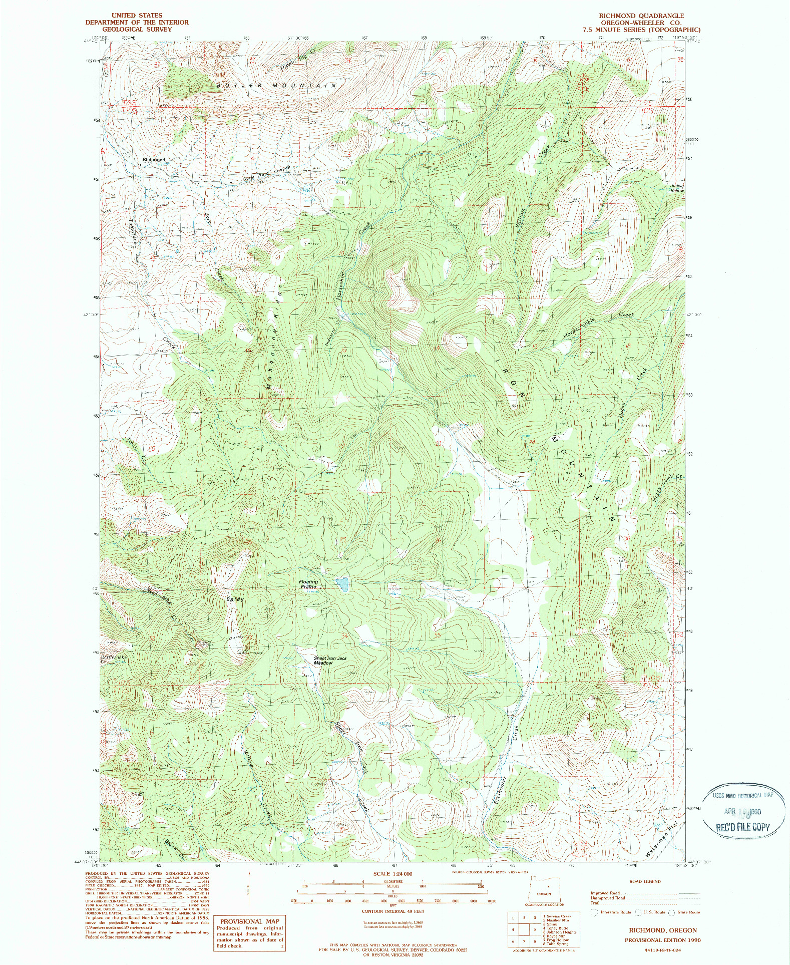 USGS 1:24000-SCALE QUADRANGLE FOR RICHMOND, OR 1990