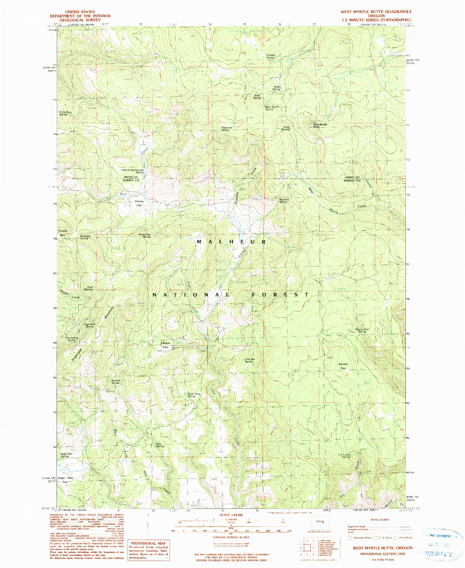 USGS 1:24000-SCALE QUADRANGLE FOR WEST MYRTLE BUTTE, OR 1990