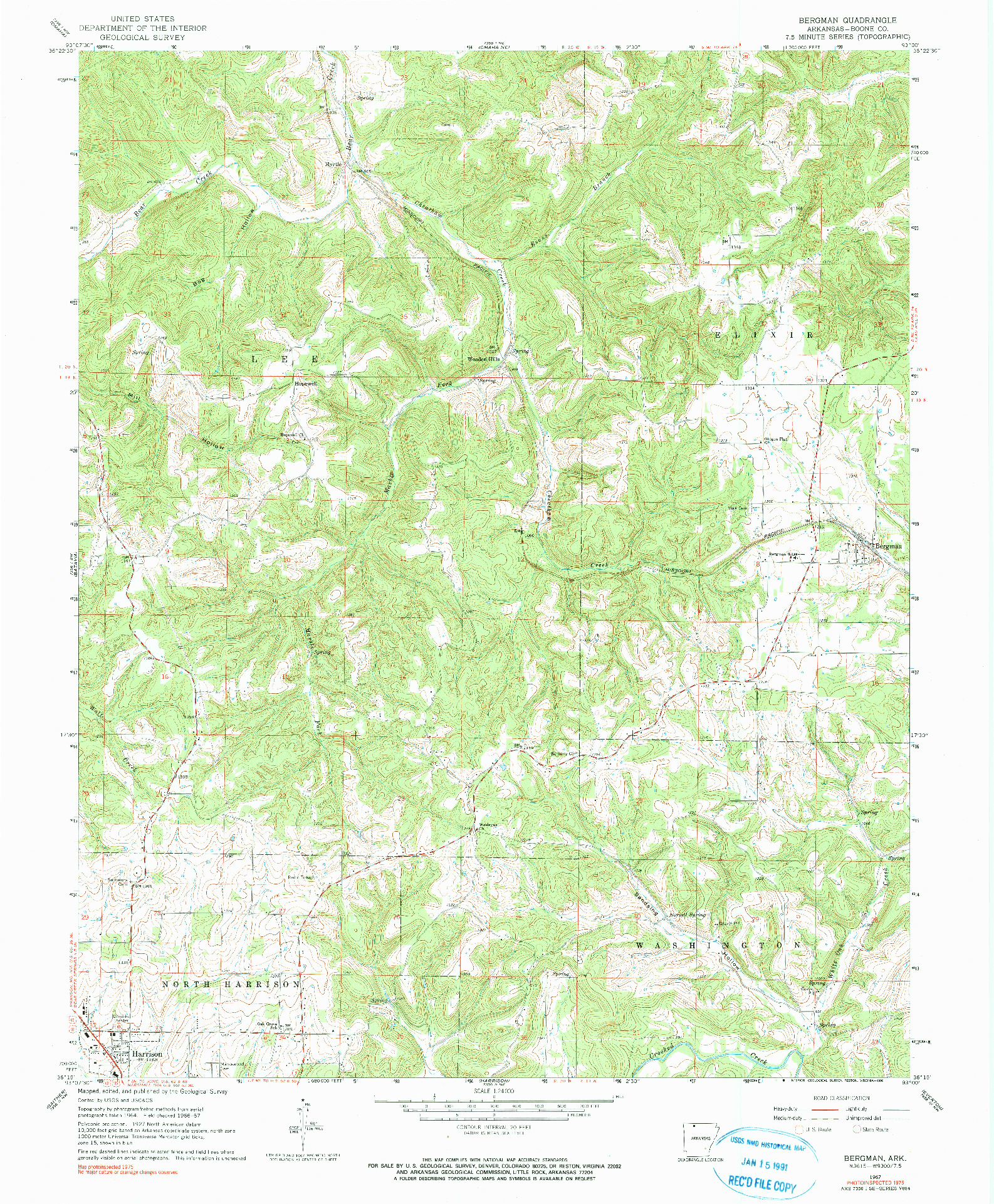 USGS 1:24000-SCALE QUADRANGLE FOR BERGMAN, AR 1967