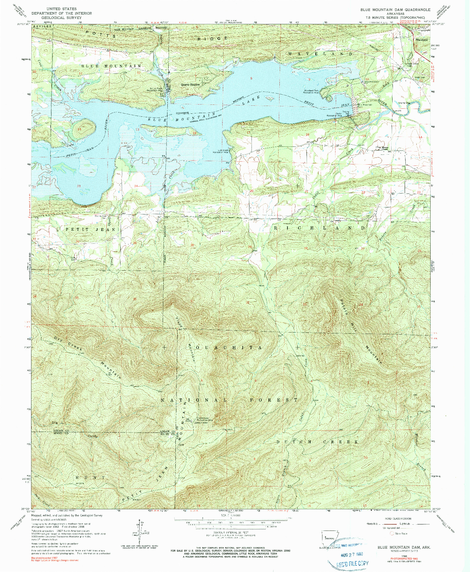 USGS 1:24000-SCALE QUADRANGLE FOR BLUE MOUNTAIN DAM, AR 1966