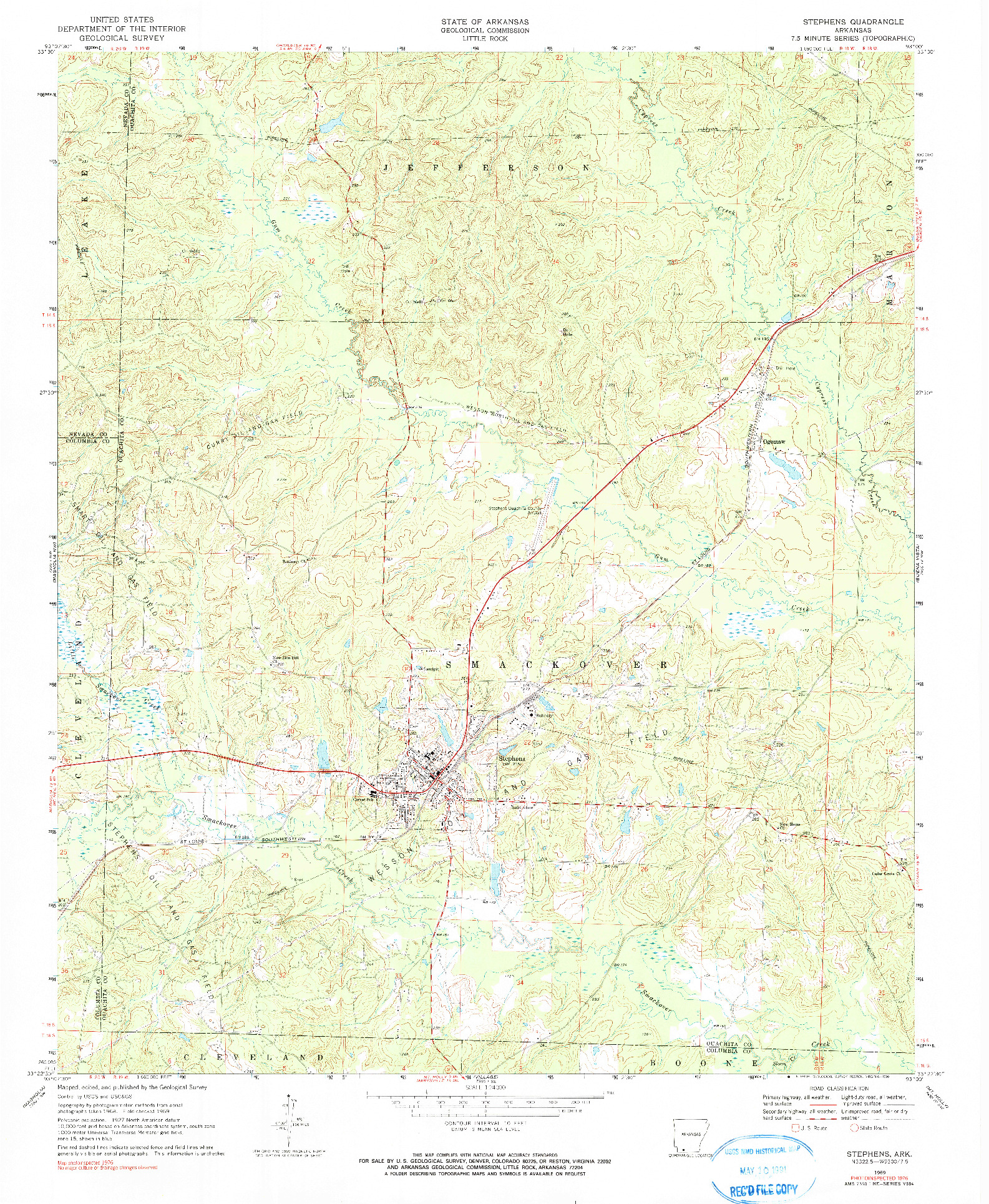 USGS 1:24000-SCALE QUADRANGLE FOR STEPHENS, AR 1969