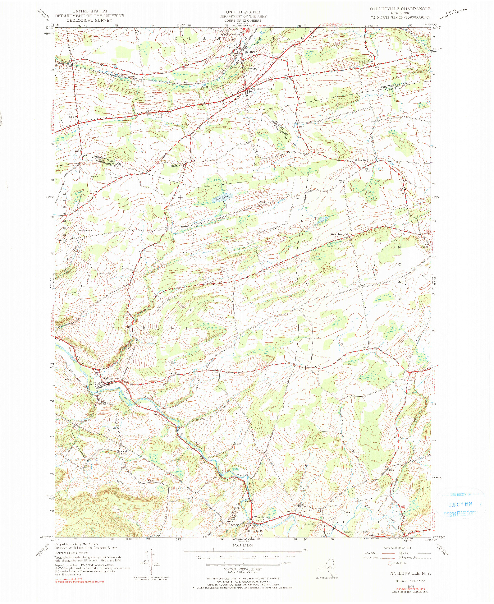 USGS 1:24000-SCALE QUADRANGLE FOR GALLUPVILLE, NY 1944