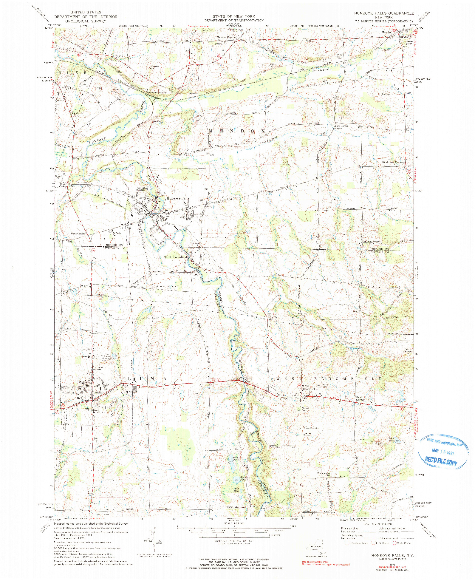 USGS 1:24000-SCALE QUADRANGLE FOR HONEOYE FALLS, NY 1971