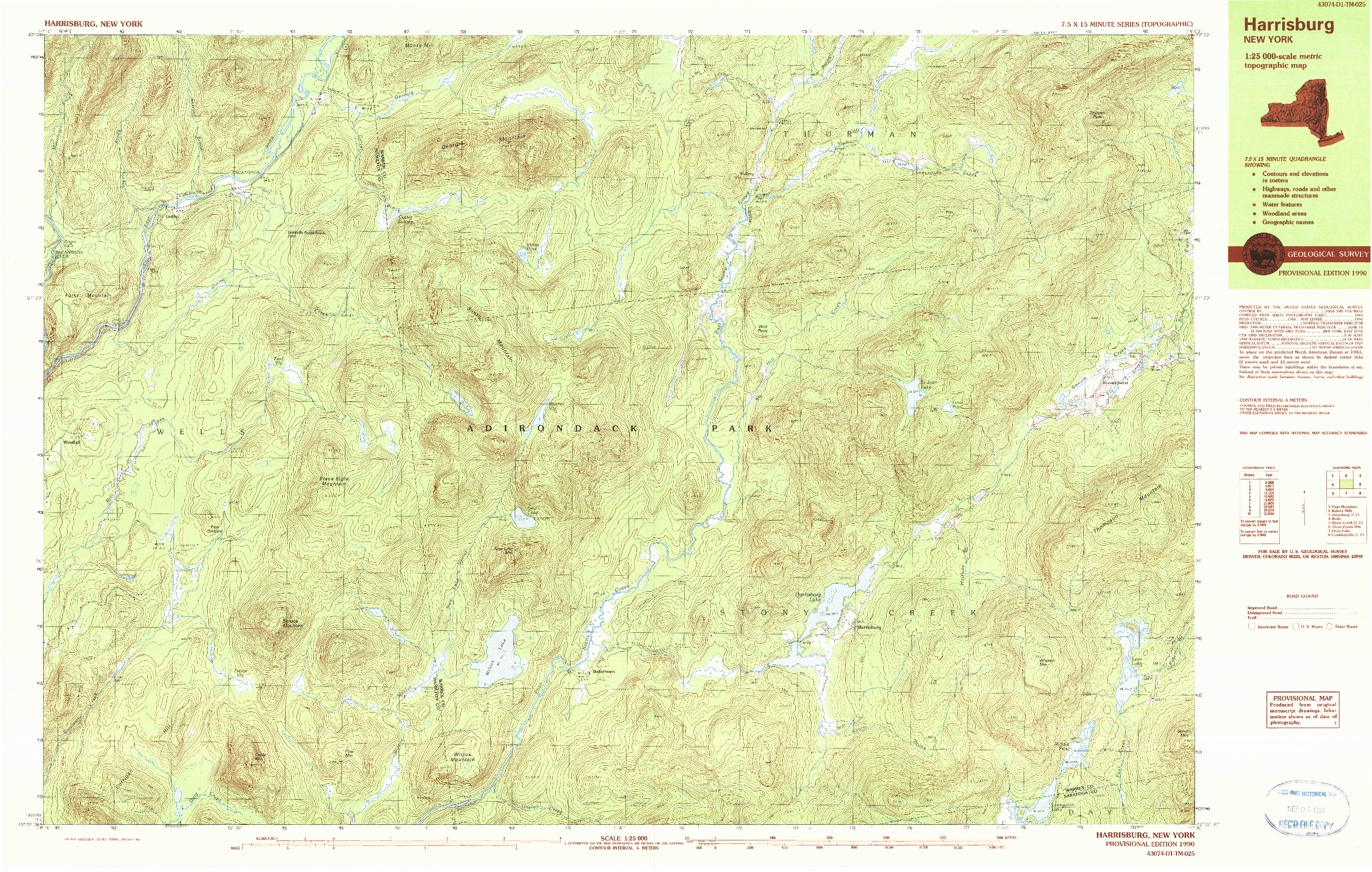 USGS 1:25000-SCALE QUADRANGLE FOR HARRISBURG, NY 1990