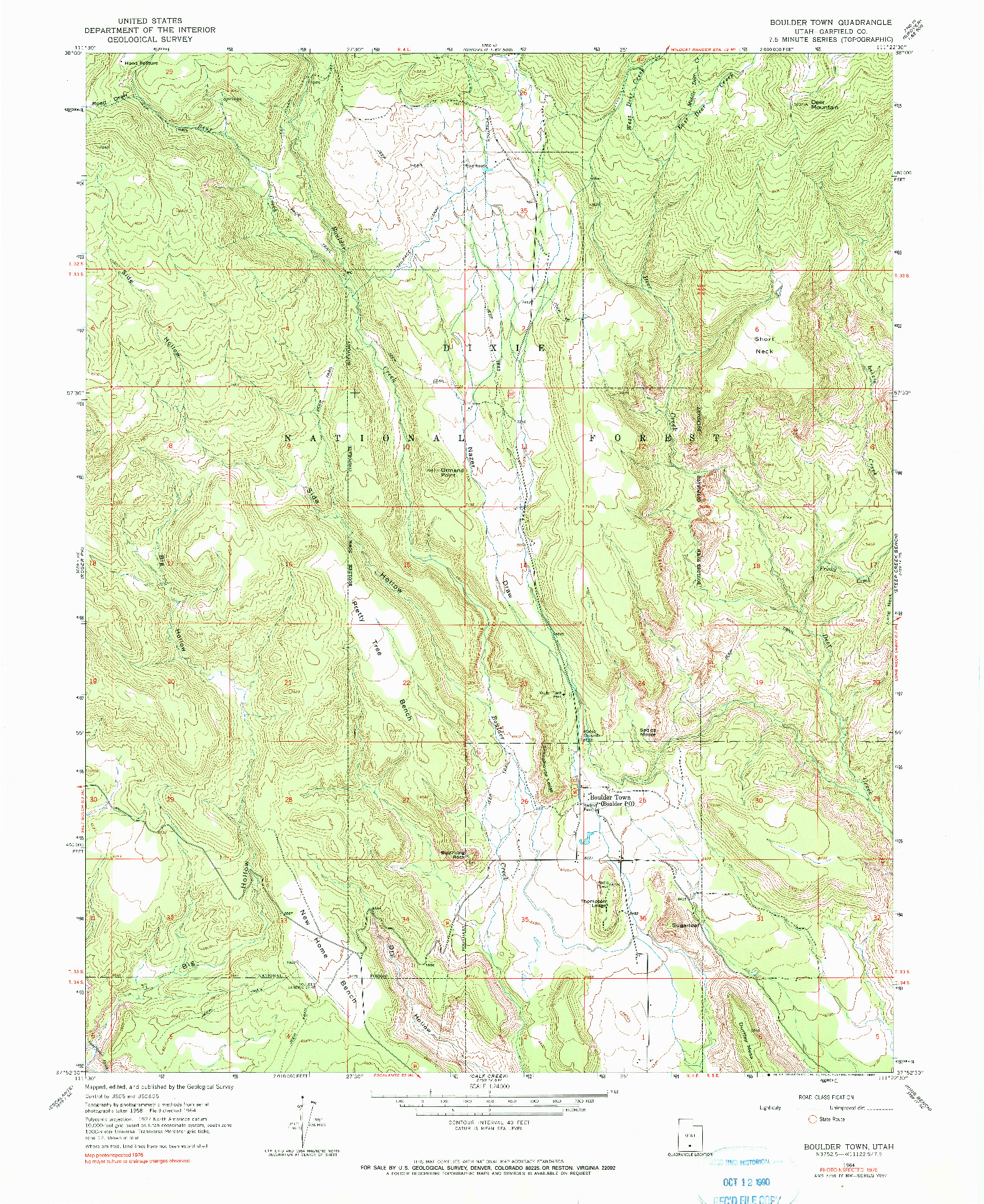 USGS 1:24000-SCALE QUADRANGLE FOR BOULDER TOWN, UT 1964