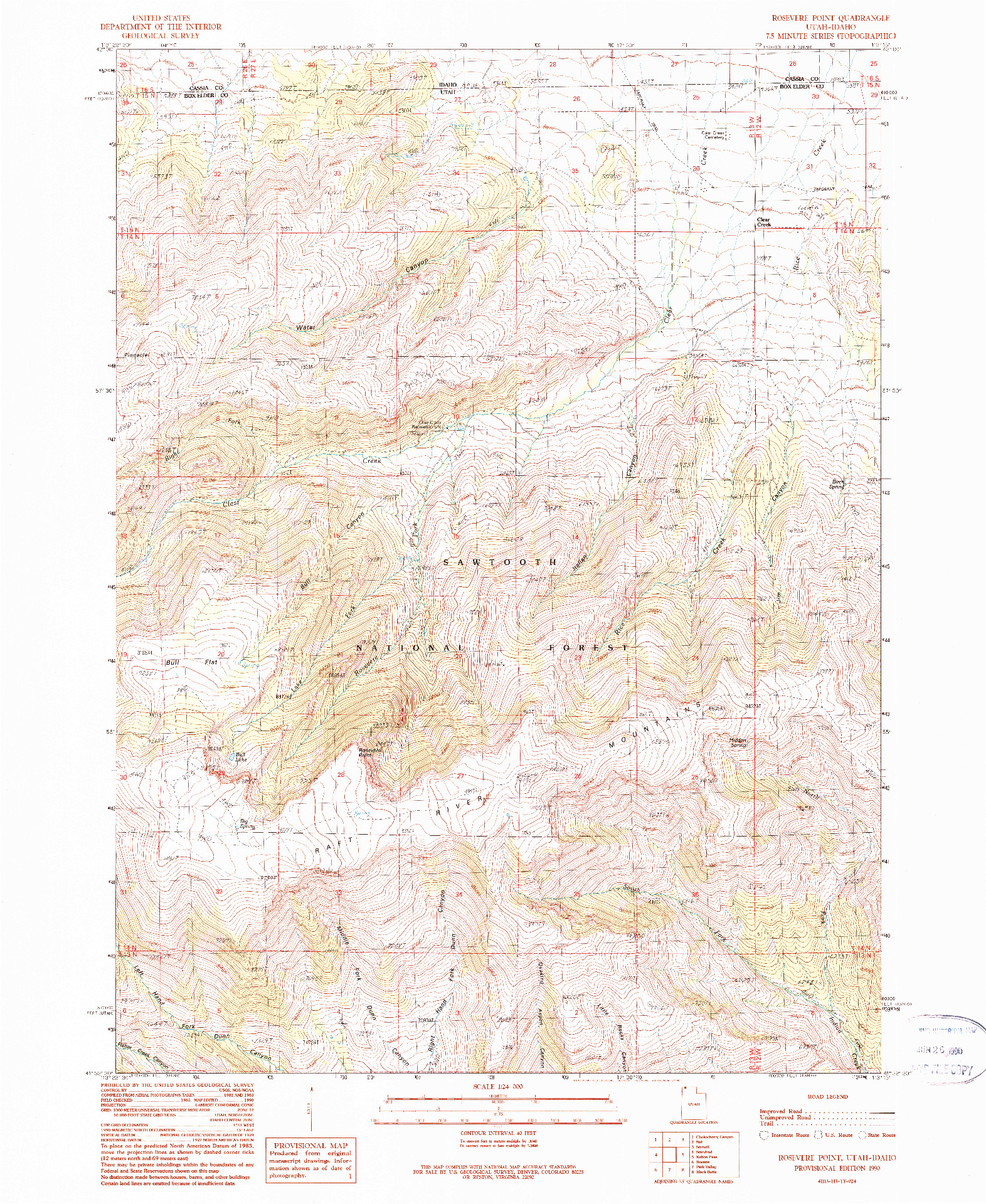 USGS 1:24000-SCALE QUADRANGLE FOR ROSEVERE POINT, UT 1990