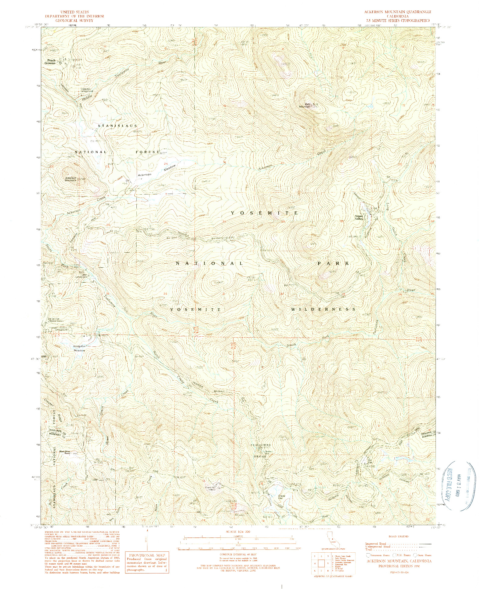 USGS 1:24000-SCALE QUADRANGLE FOR ACKERSON MOUNTAIN, CA 1990