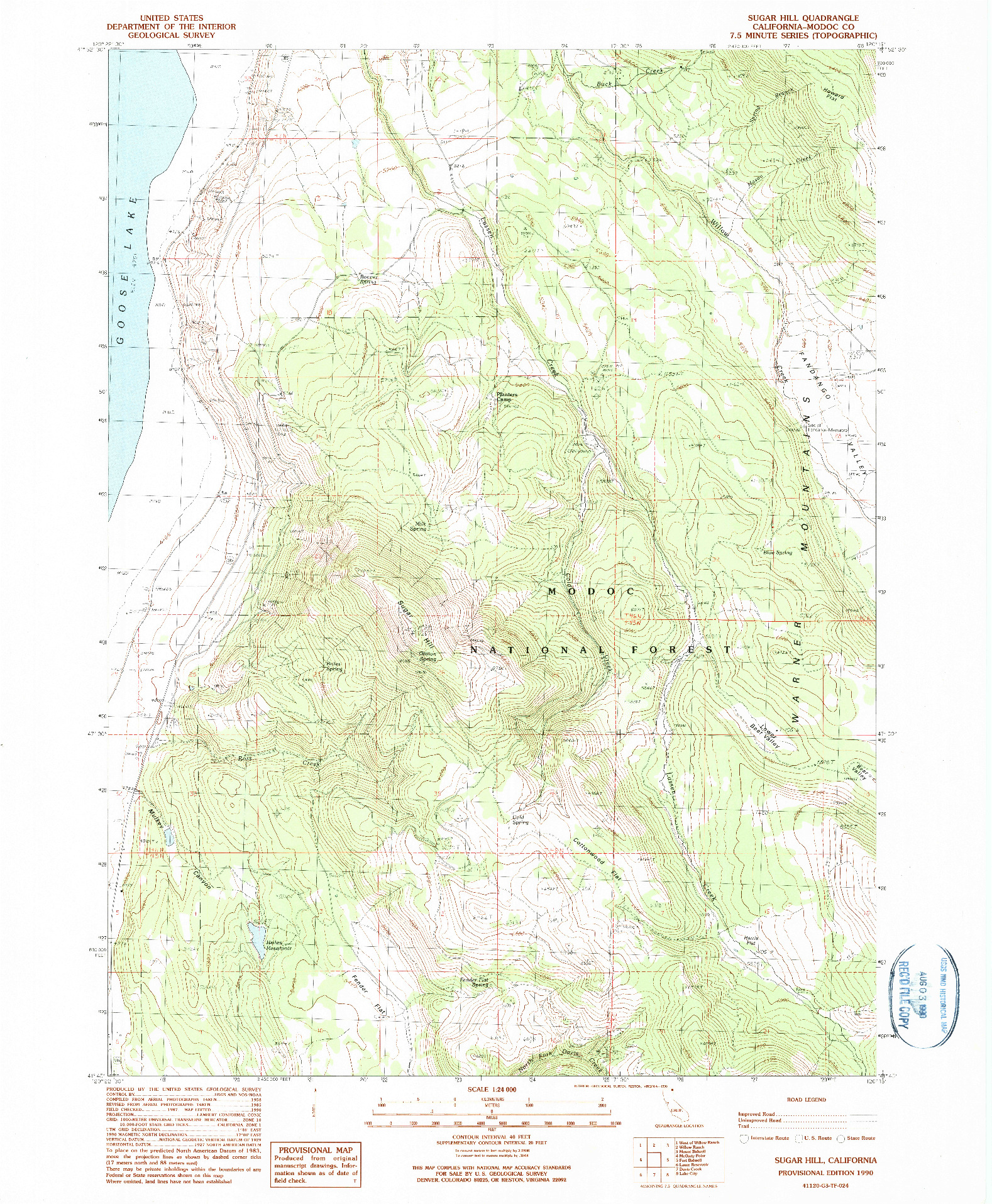 USGS 1:24000-SCALE QUADRANGLE FOR SUGAR HILL, CA 1990