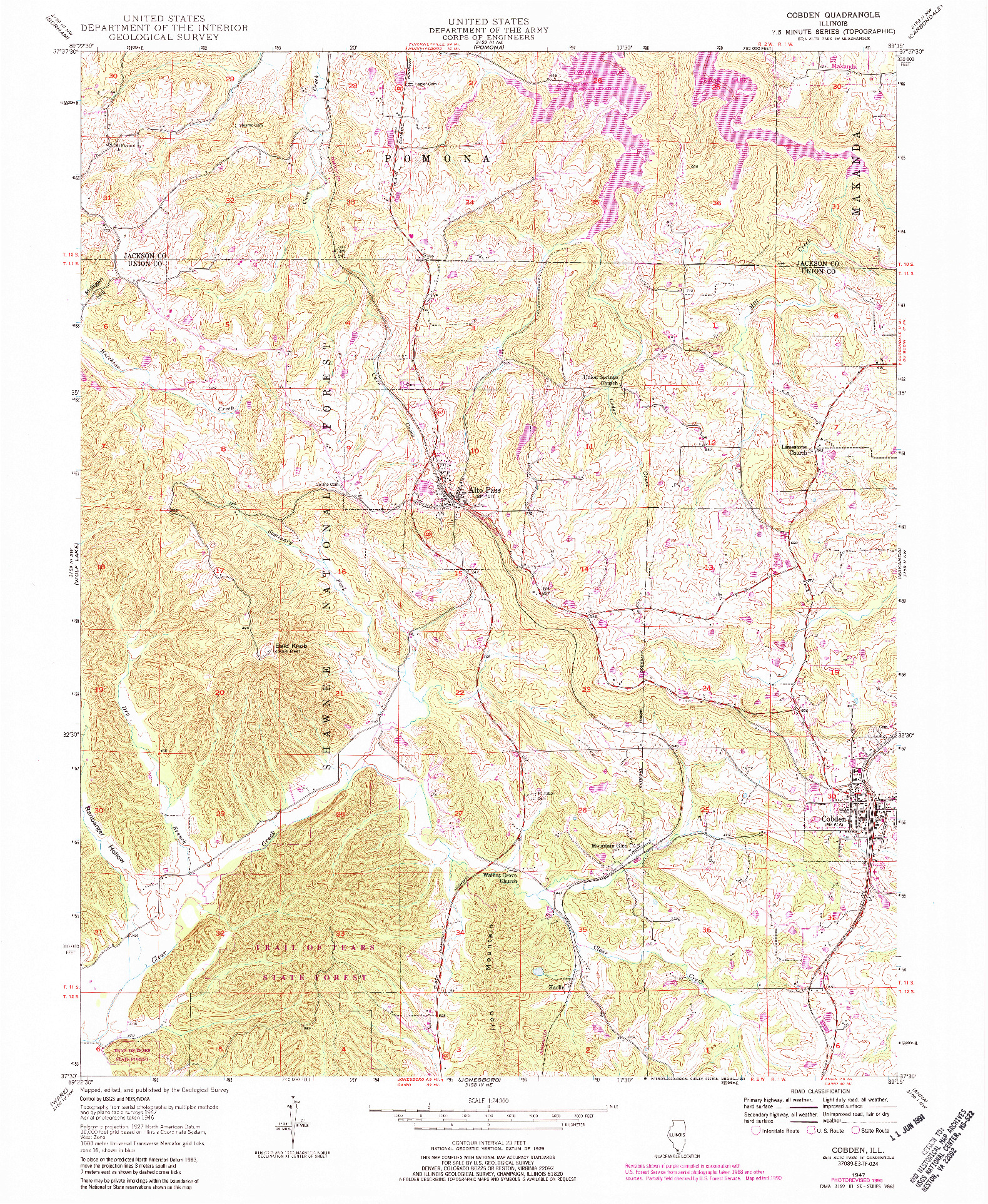 USGS 1:24000-SCALE QUADRANGLE FOR COBDEN, IL 1947