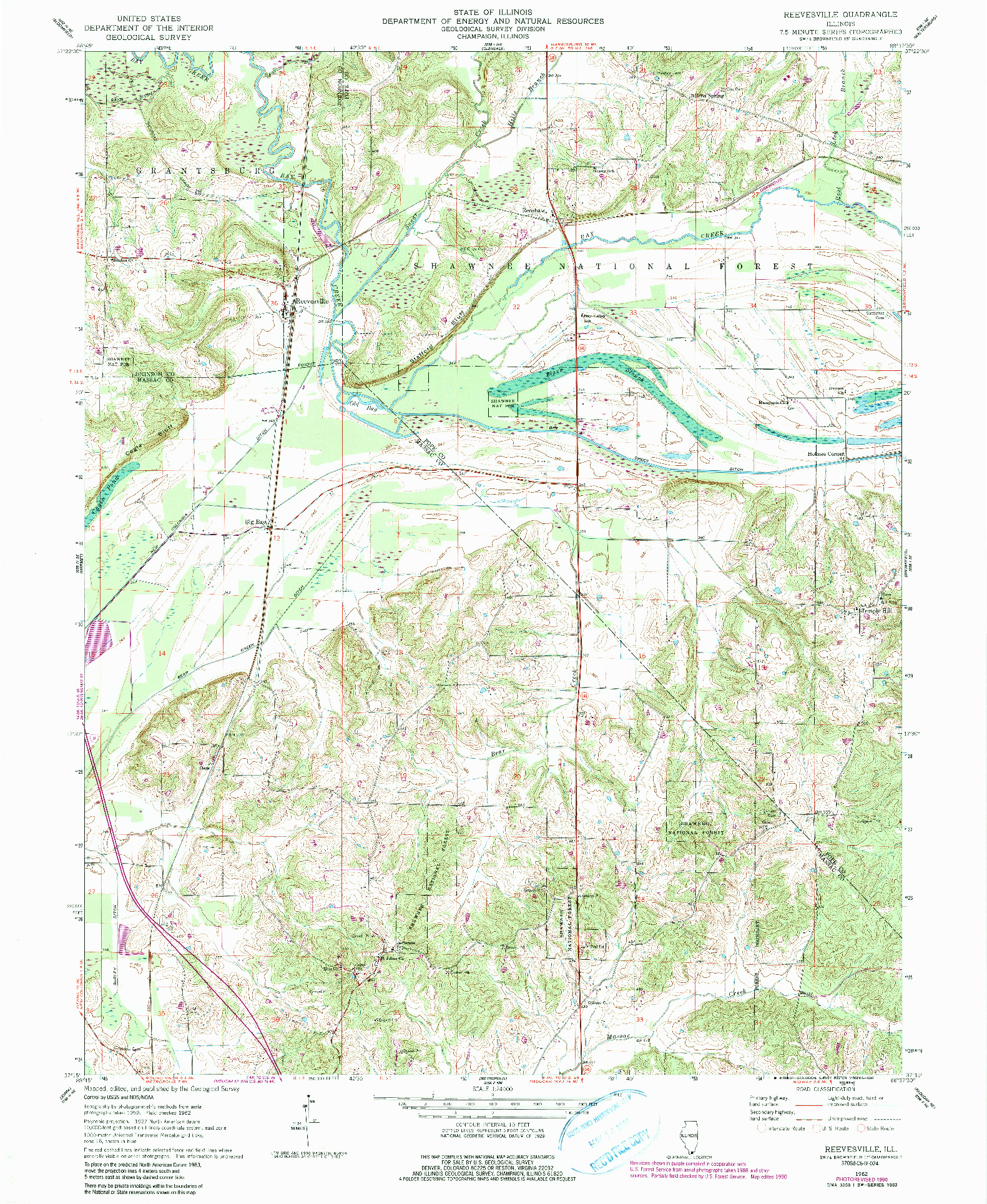 USGS 1:24000-SCALE QUADRANGLE FOR REEVESVILLE, IL 1962