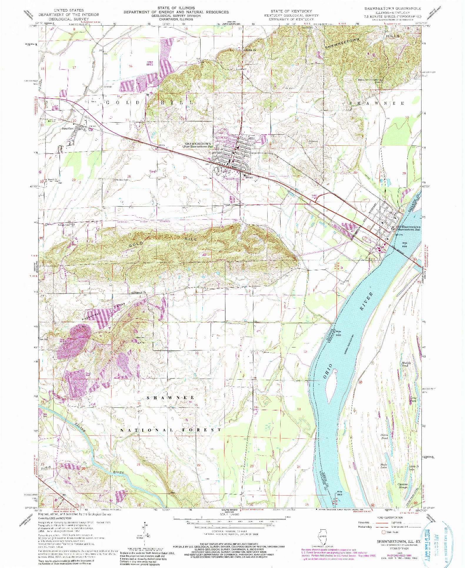 USGS 1:24000-SCALE QUADRANGLE FOR SHAWNEETOWN, IL 1959