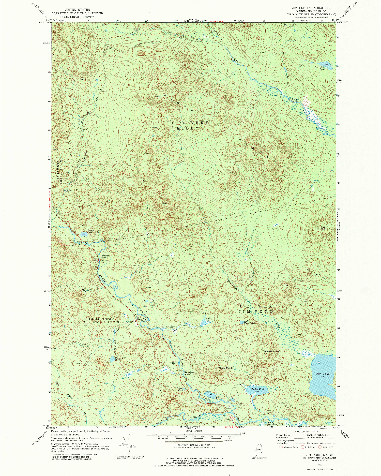 USGS 1:24000-SCALE QUADRANGLE FOR JIM POND, ME 1969