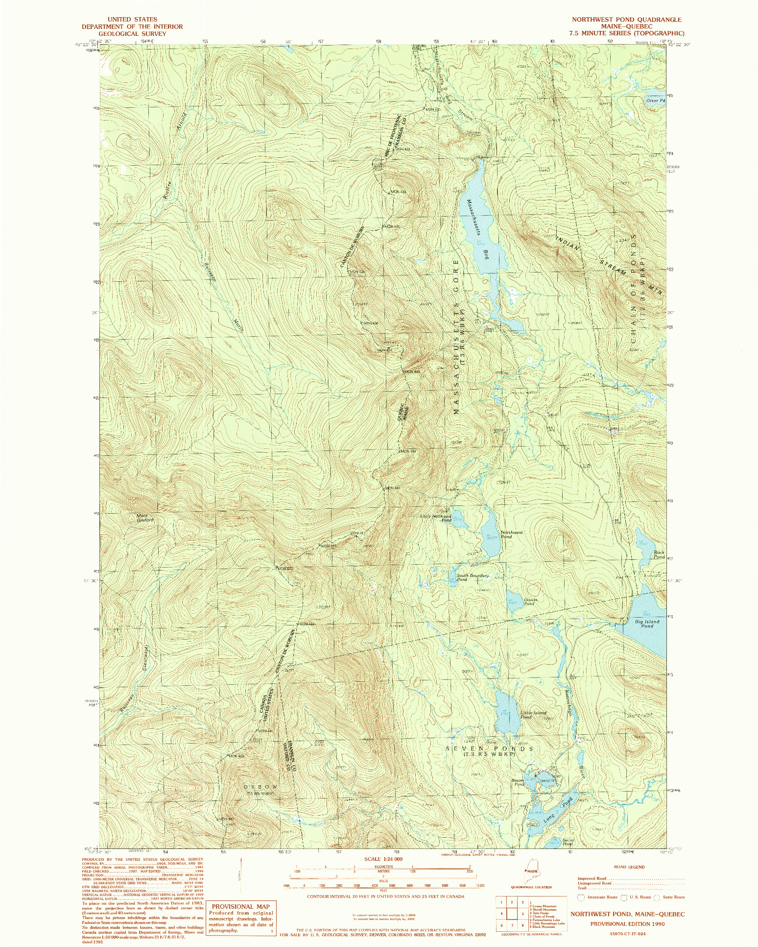 USGS 1:24000-SCALE QUADRANGLE FOR NORTHWEST POND, ME 1990