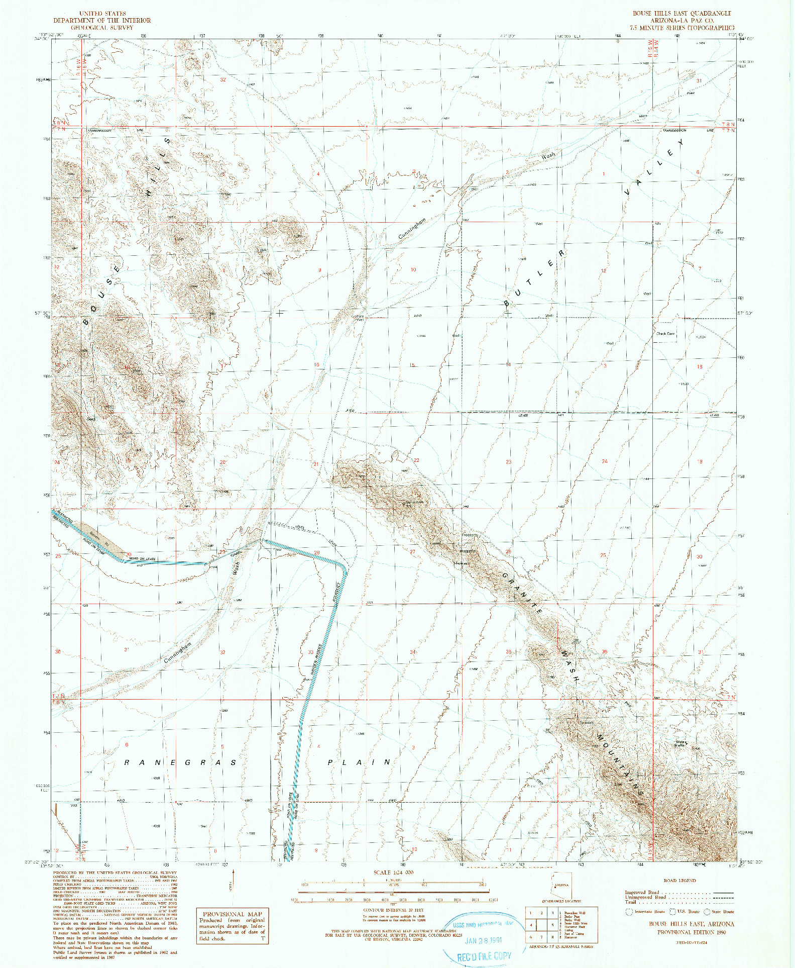 USGS 1:24000-SCALE QUADRANGLE FOR BOUSE HILLS EAST, AZ 1990