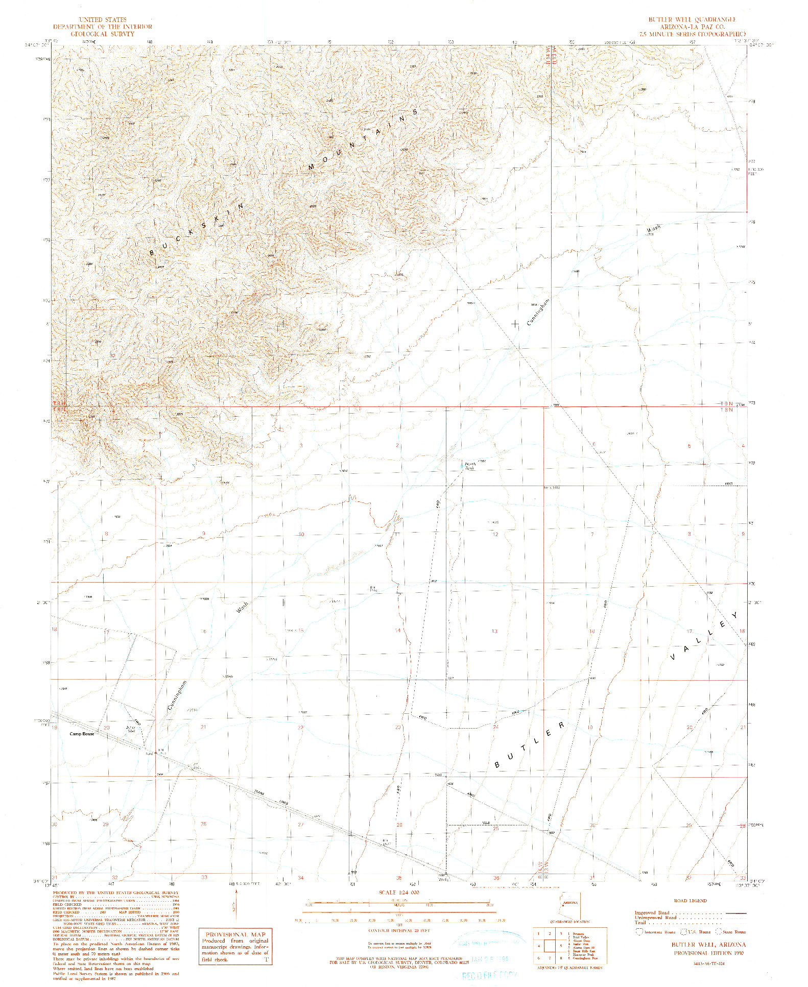 USGS 1:24000-SCALE QUADRANGLE FOR BUTLER WELL, AZ 1990