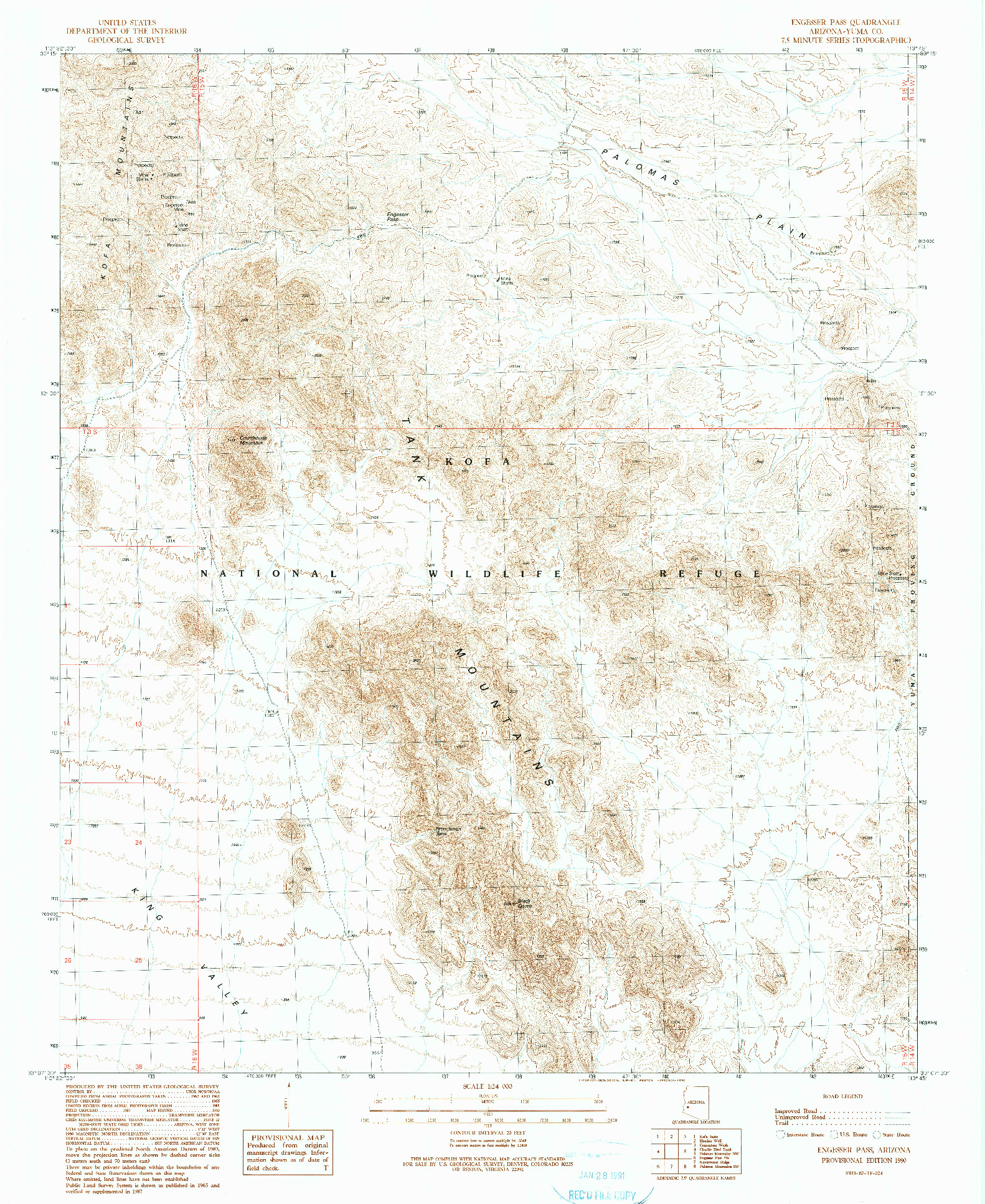 USGS 1:24000-SCALE QUADRANGLE FOR ENGESSER PASS, AZ 1990