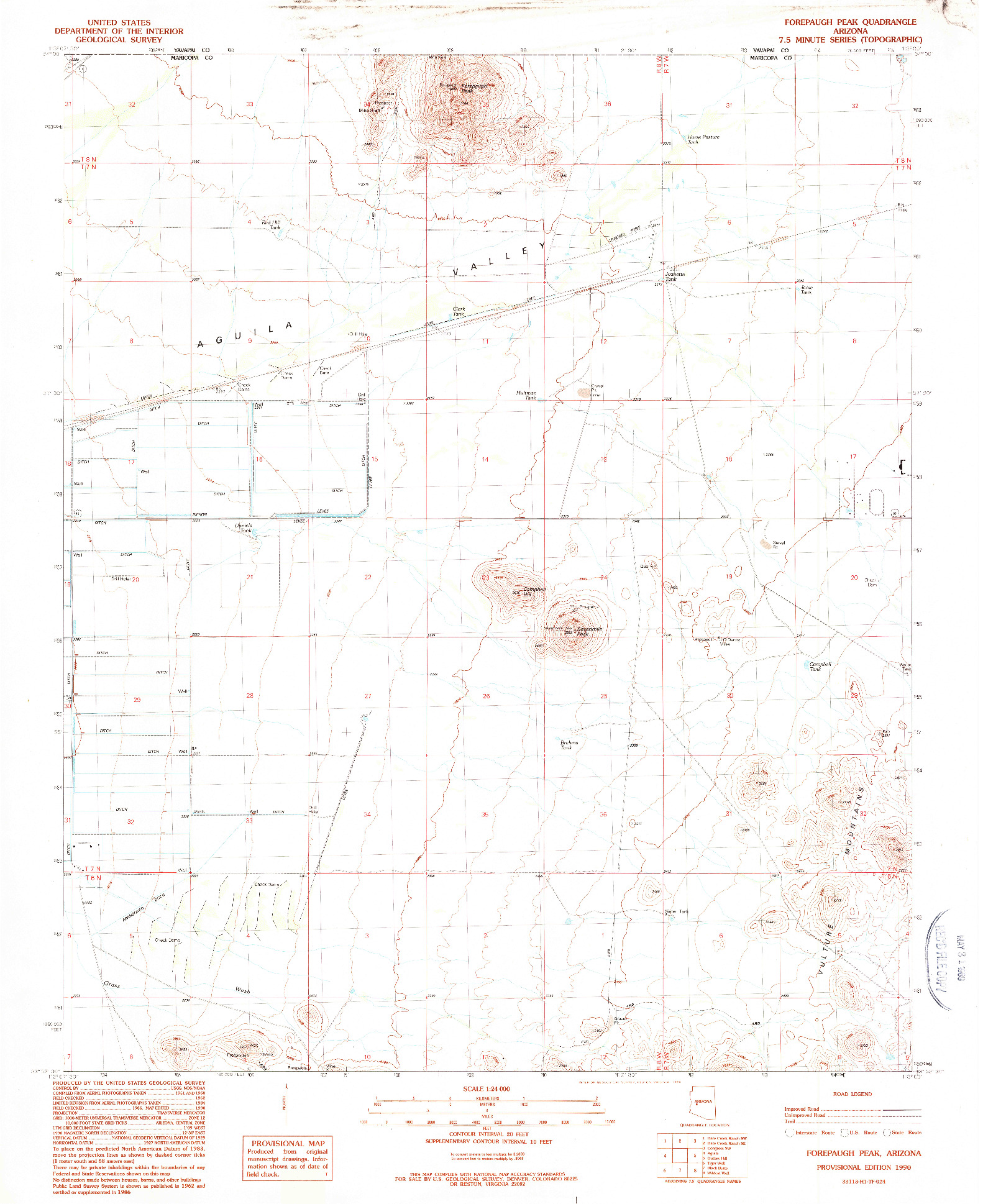USGS 1:24000-SCALE QUADRANGLE FOR FOREPAUGH PEAK, AZ 1990