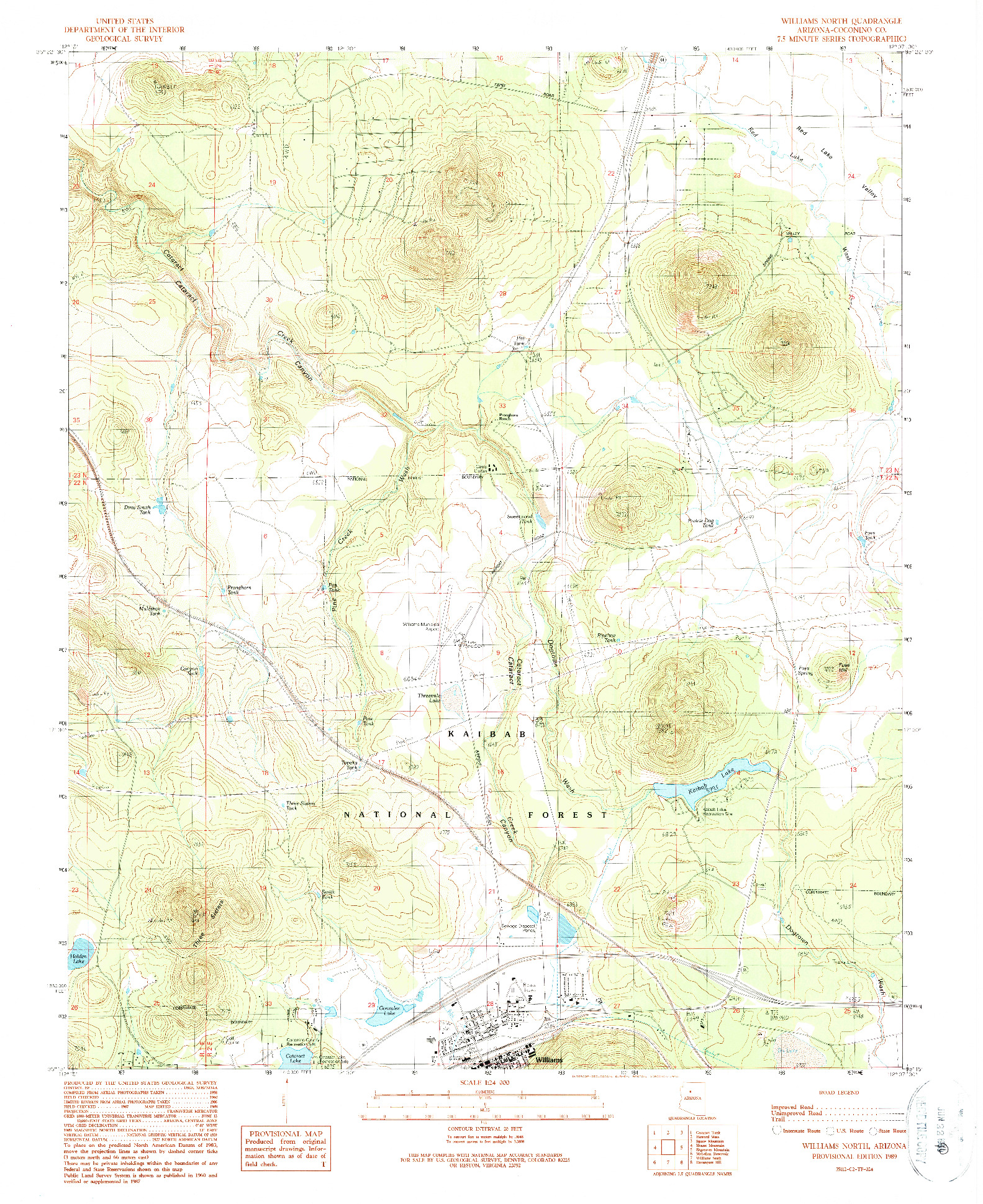 USGS 1:24000-SCALE QUADRANGLE FOR WILLIAMS NORTH, AZ 1989