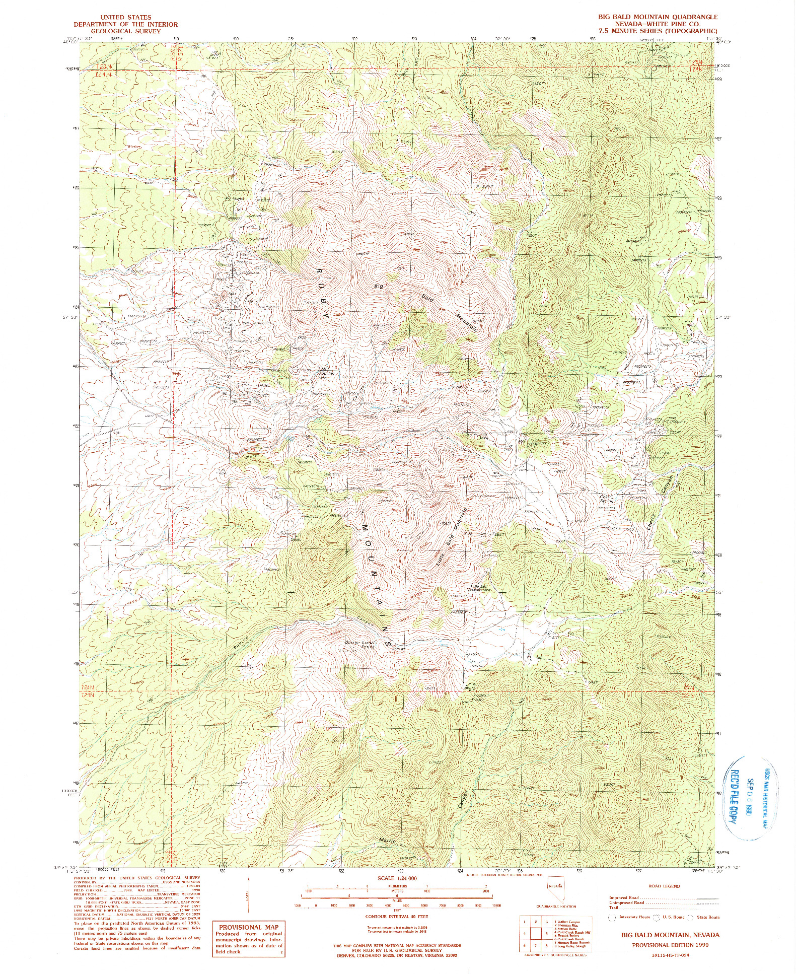 USGS 1:24000-SCALE QUADRANGLE FOR BIG BALD MOUNTAIN, NV 1990