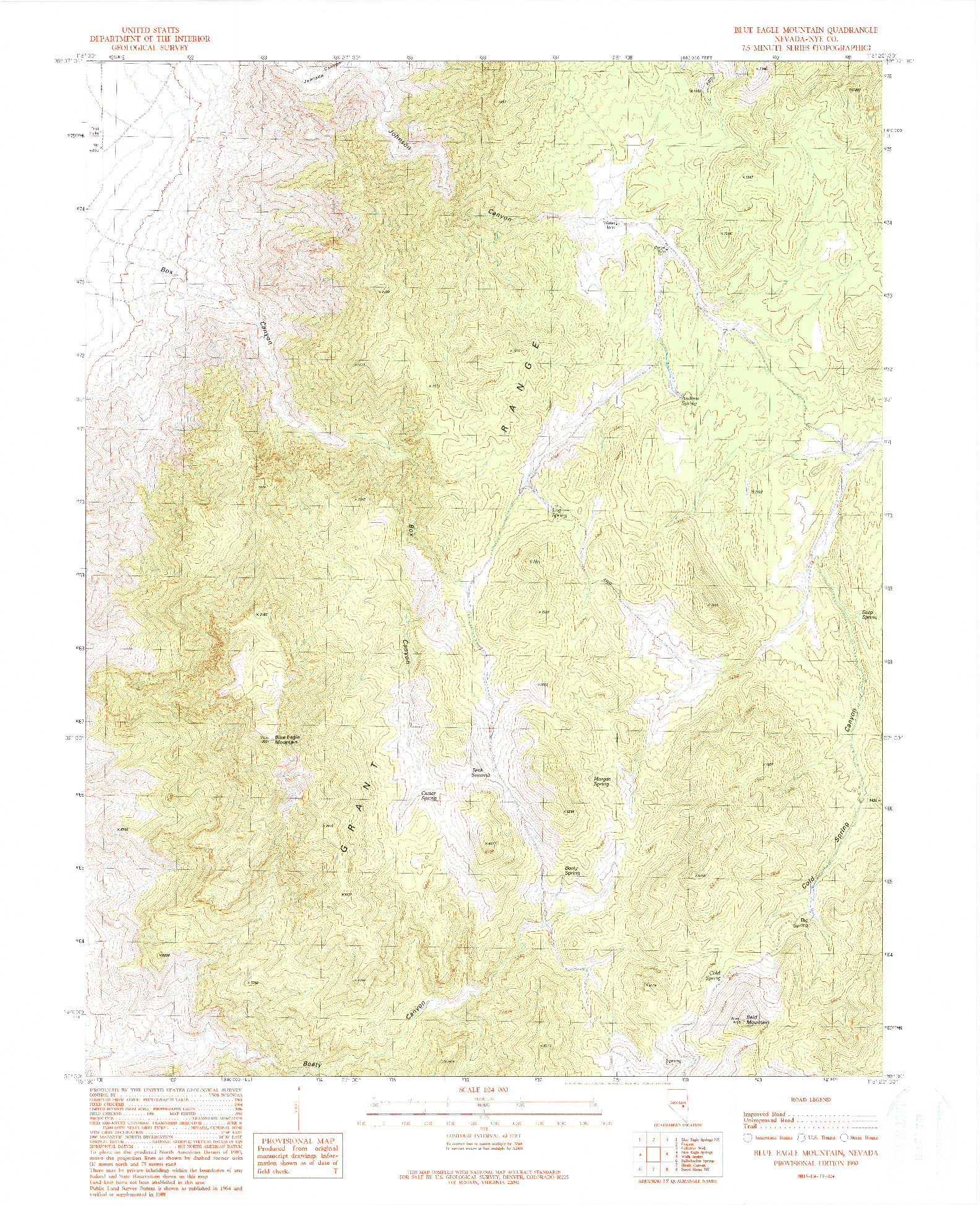 USGS 1:24000-SCALE QUADRANGLE FOR BLUE EAGLE MOUNTAIN, NV 1990