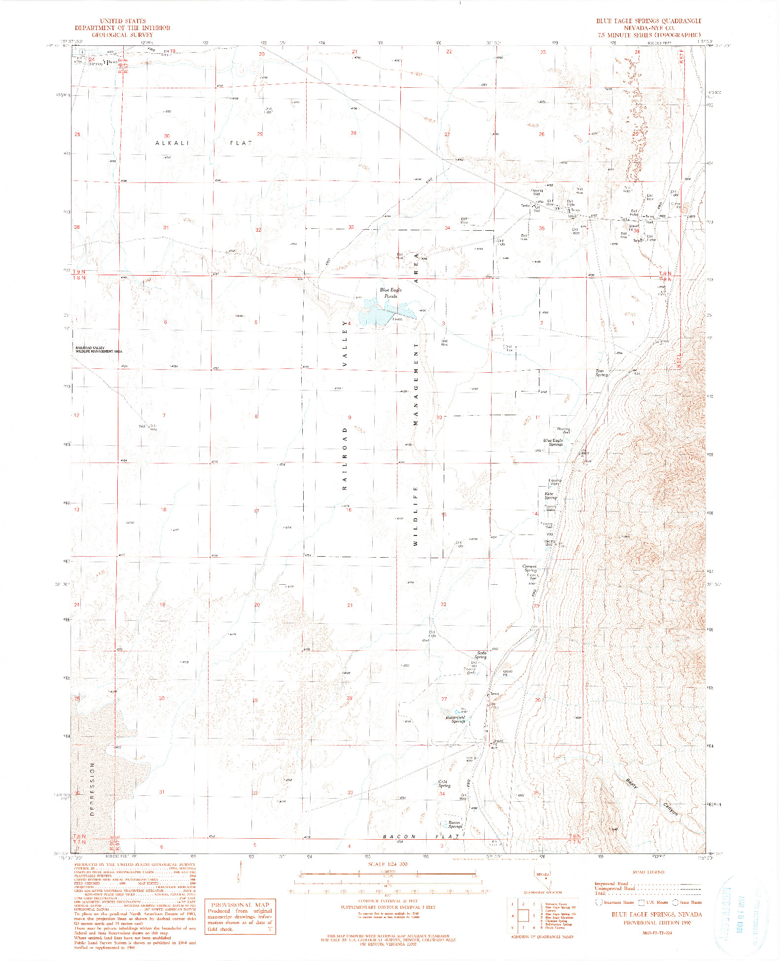 USGS 1:24000-SCALE QUADRANGLE FOR BLUE EAGLE SPRINGS, NV 1990
